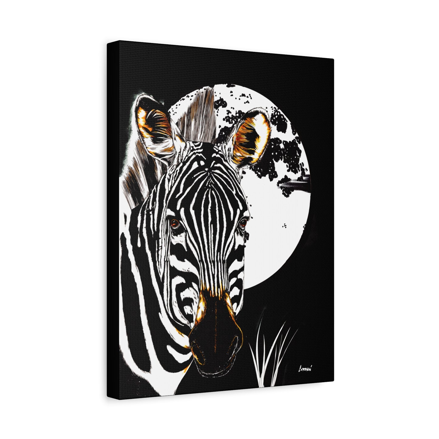 Zebra Wall Art, Zebra Print, Hand-Drawn Zebra, Wildlife Art, Safari Animal Decor, Nature Wall Art, Black and White Art, Animal Lover Gift Printed on Matte Canvas, Stretched, 1.25"