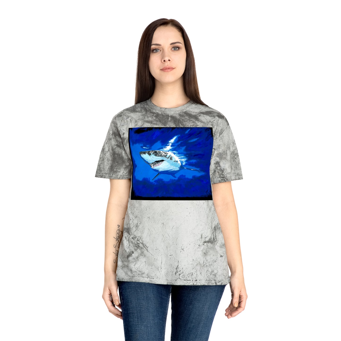 Great White Shark T Shirt Original Hand Painted Art