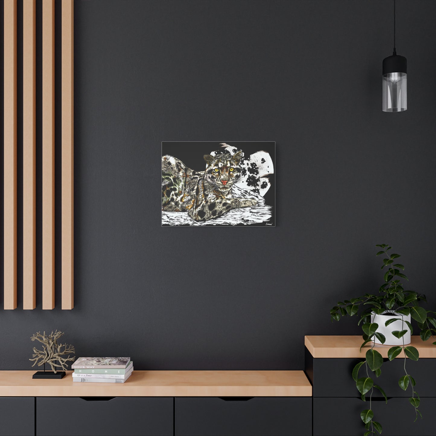 Leopard Canvas Art – Original Hand-Drawn Realistic and Detailed Big Cat Illustration printed on Matte Canvas, Stretched, 1.25"