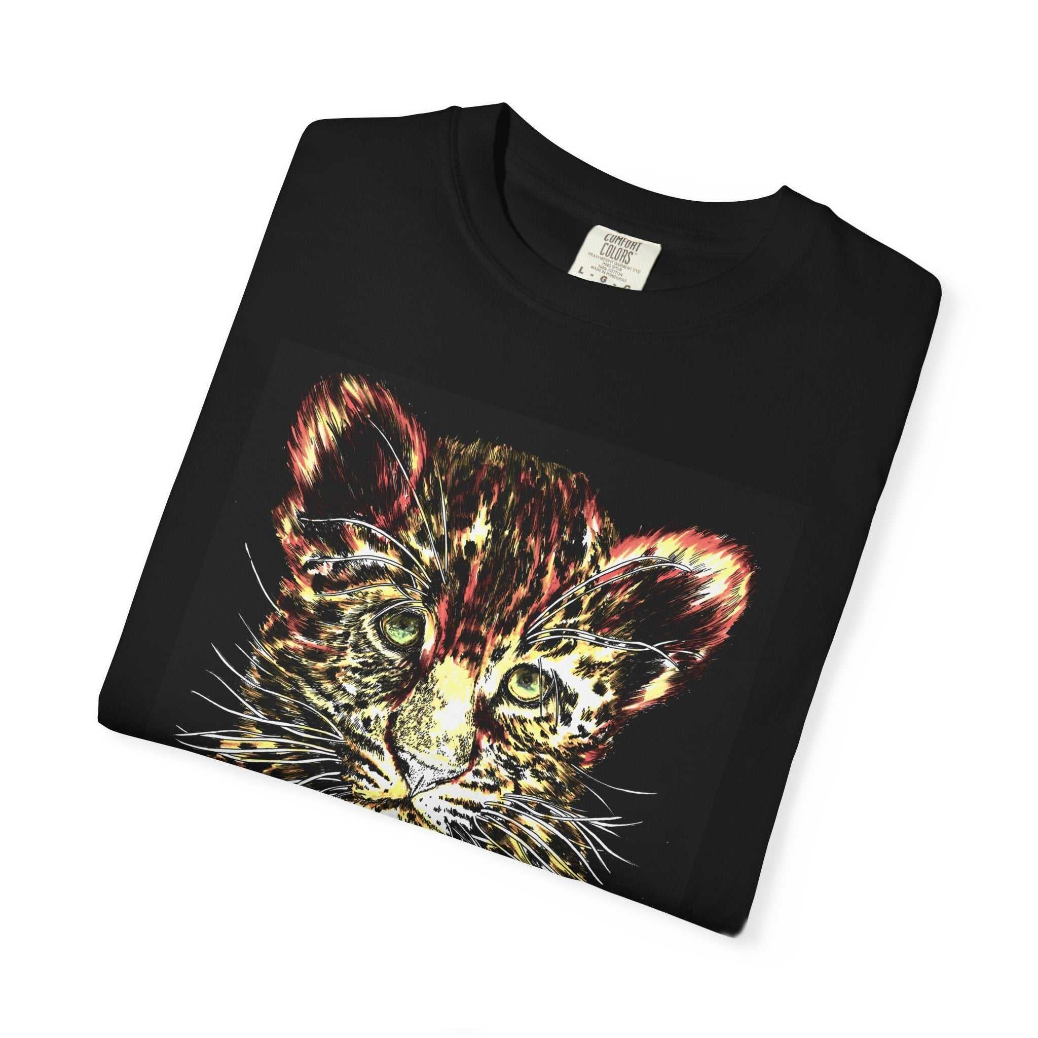 Unisex Garment-Dyed T-shirt featuring Playful Leopard Cub