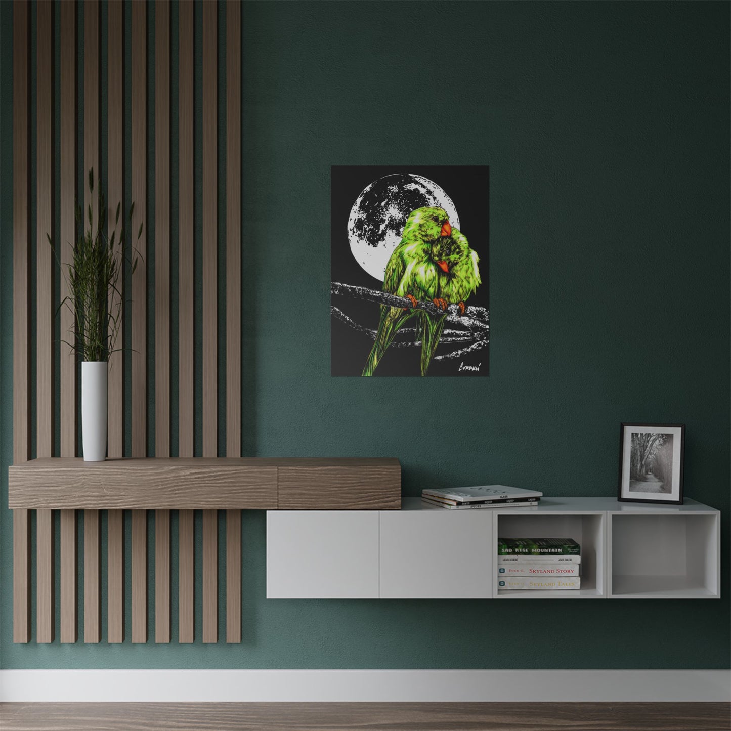 Vibrant Lovebirds Satin Poster - 300gsm Wall Art