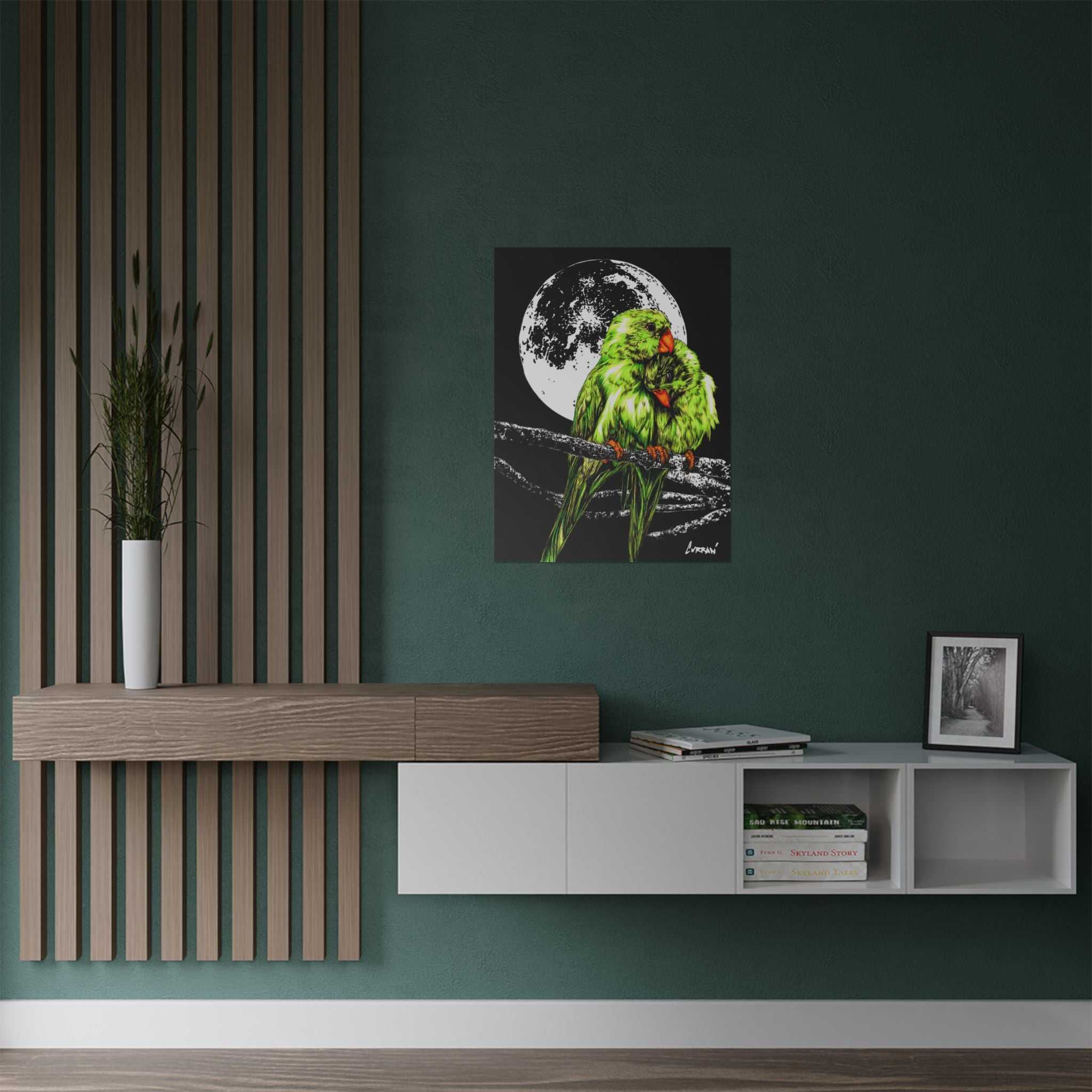 Bring your walls to life with the stunning Vibrant Lovebirds Satin Poster - 300gsm Wall Art. Add a pop of color to your space today!