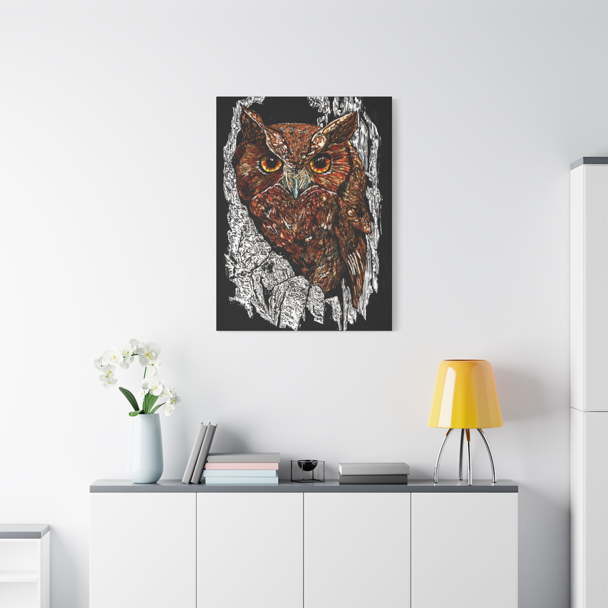 Owls in a Tree Wall Art Canvas Print of the Original,