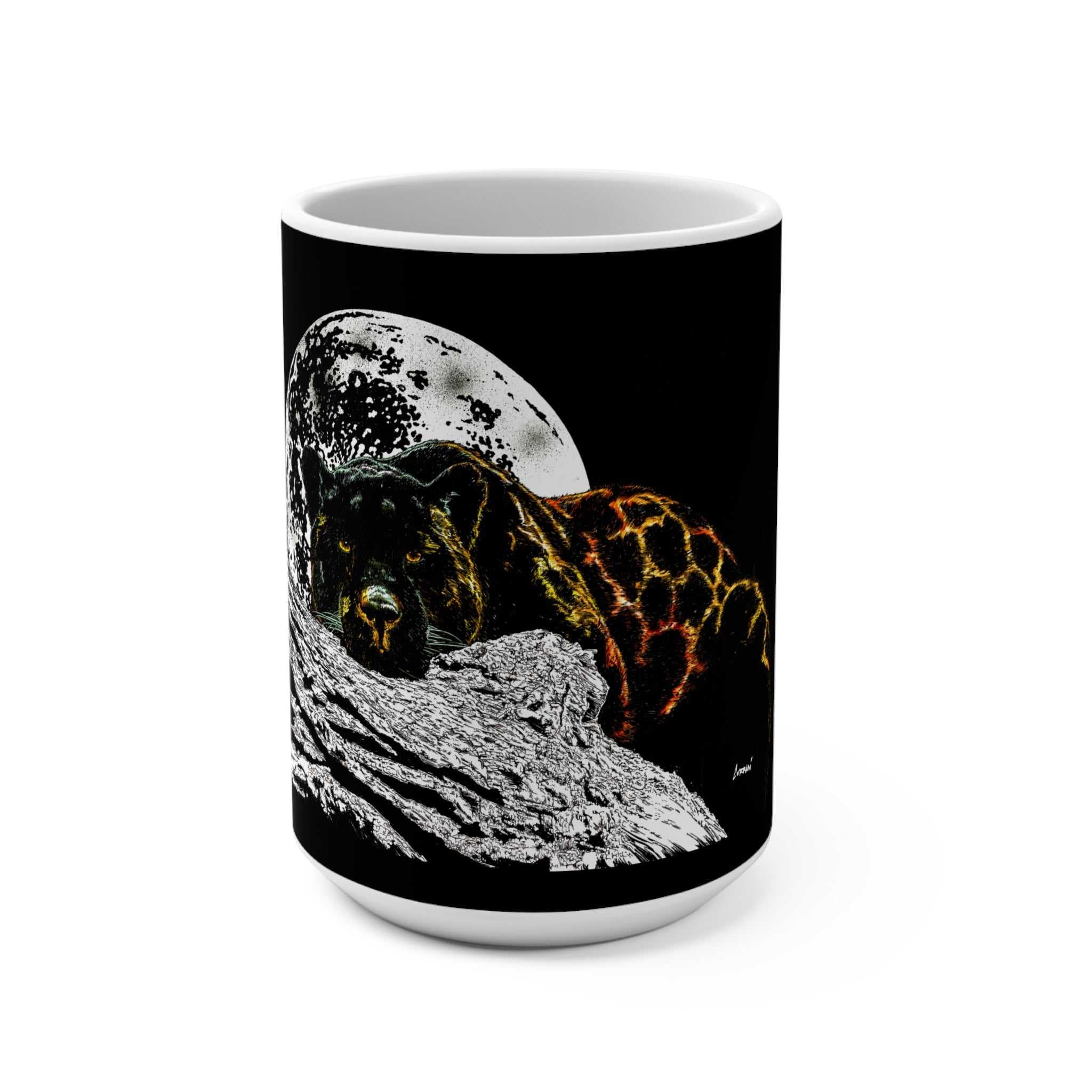 Panther under Full Moon Artistic 15oz Mug - Unique Gift