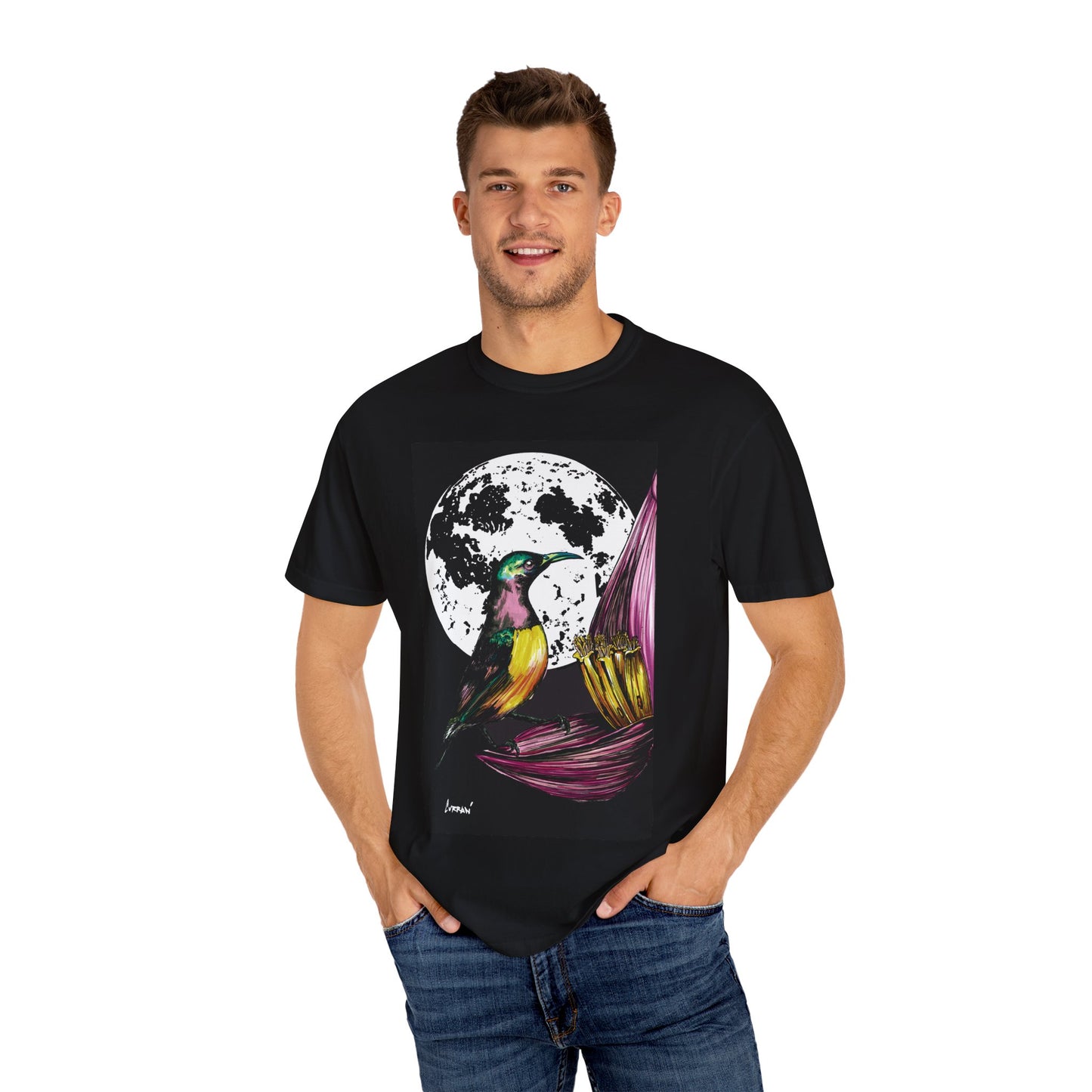 Moonlit Hummingbird Unisex T-Shirt - Vibrant Nature Design