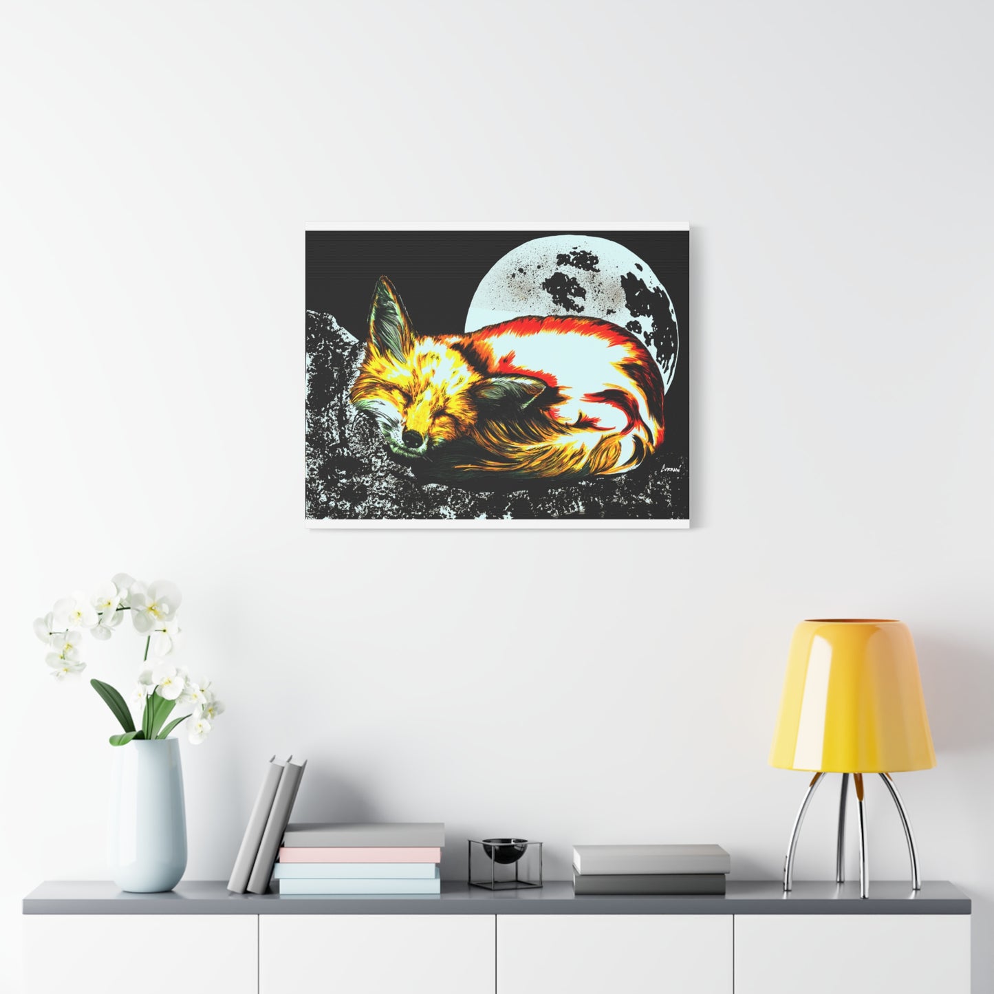 Red Fox Art Print of my Original hand drawn art printed on stretched canvas of a Red Fox