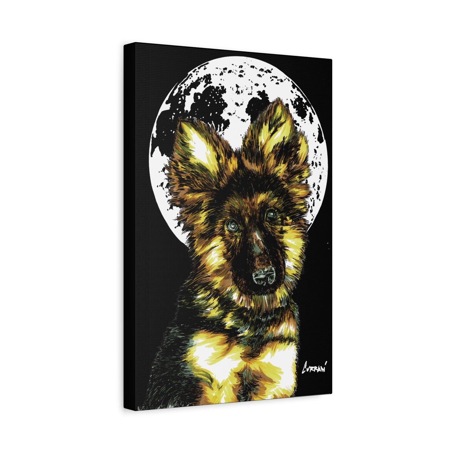 German Shepherd Puppy Print, Hand-Drawn Dog Art,