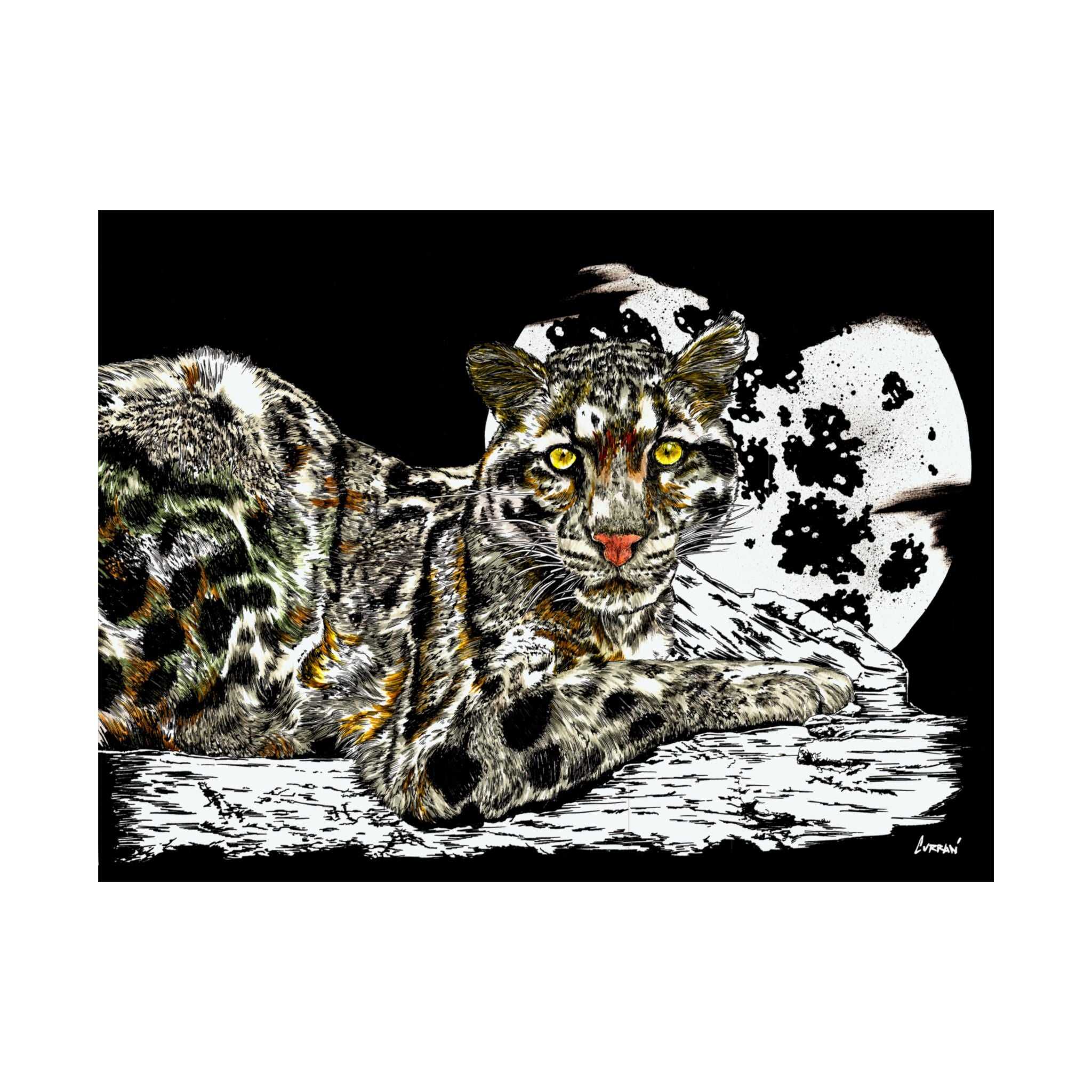 Majestic Snow Leopard Satin Poster, Art Print