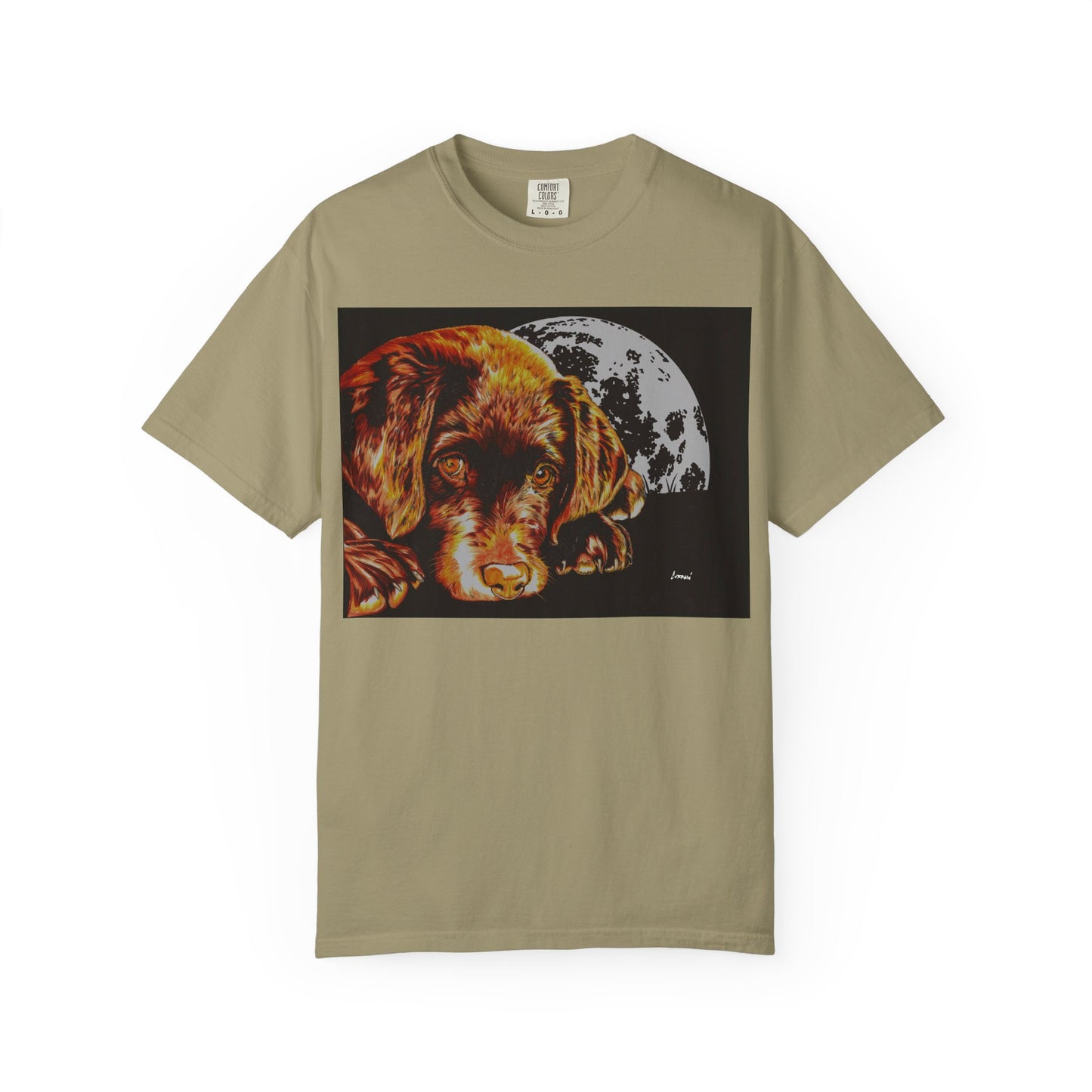Moonlit Chocolate Lab Puppy Unisex Garment-Dyed T-Shirt