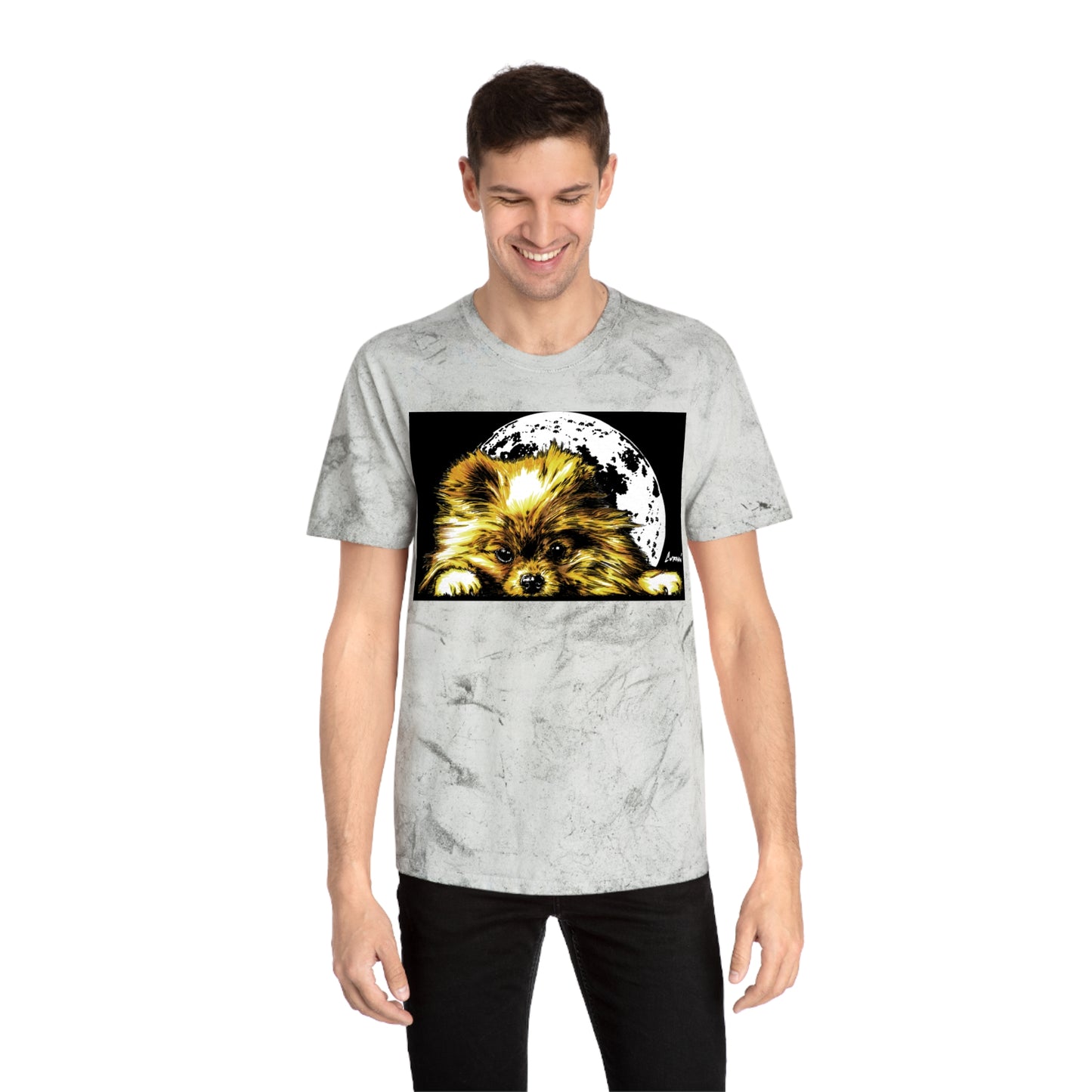 Color Blast T-Shirt with Dog Design - Unisex Moonlit Pet Tee