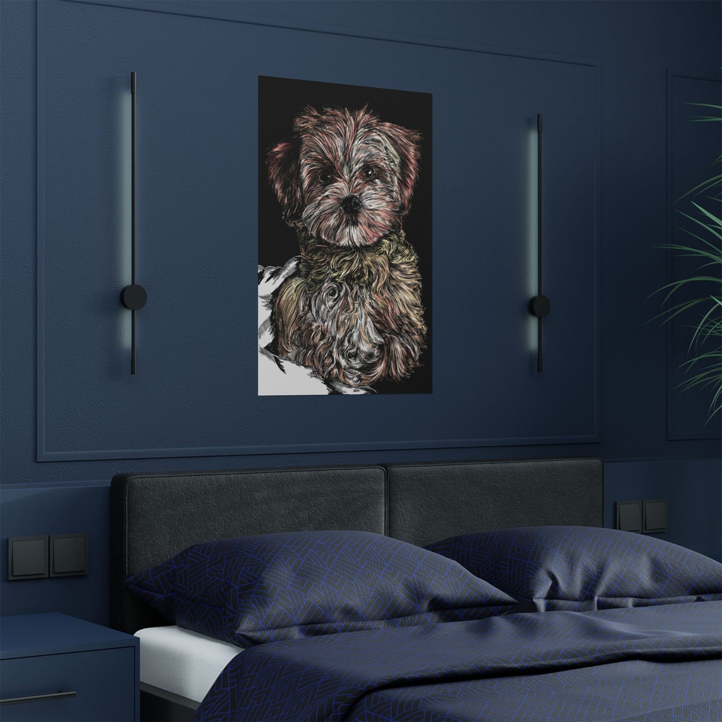 Custom Dog Portrait Satin Poster | 300gsm Pet Art Print