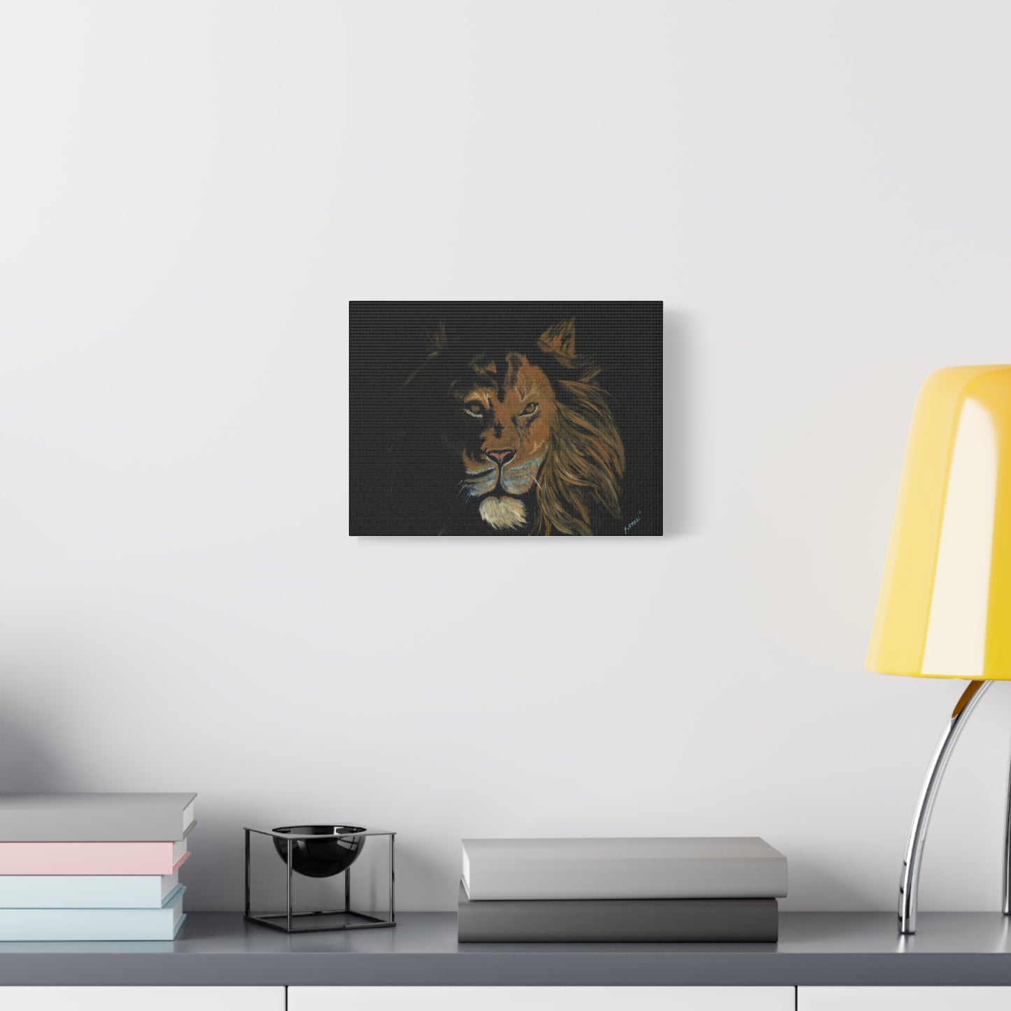 Lion Canvas Art – Original Hand-Painted Realistic and Detailed Big Cat Portrait printed on Matte Canvas, Stretched, 1.25"