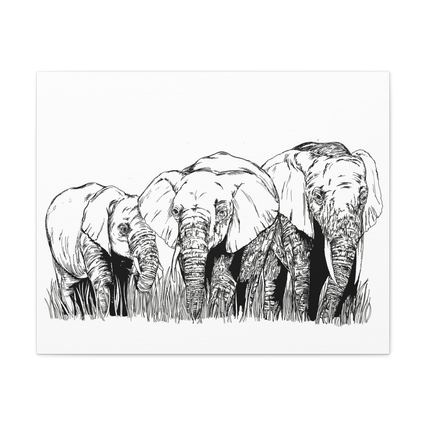 Elephant Family Art – Original Hand-Drawn Unique,