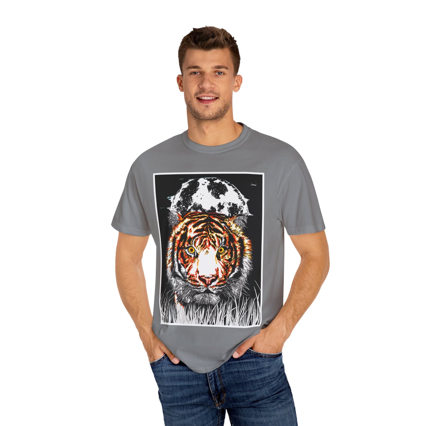 Tiger Garment-Dyed Graphic T-Shirt - Unisex Wild Animal Tee