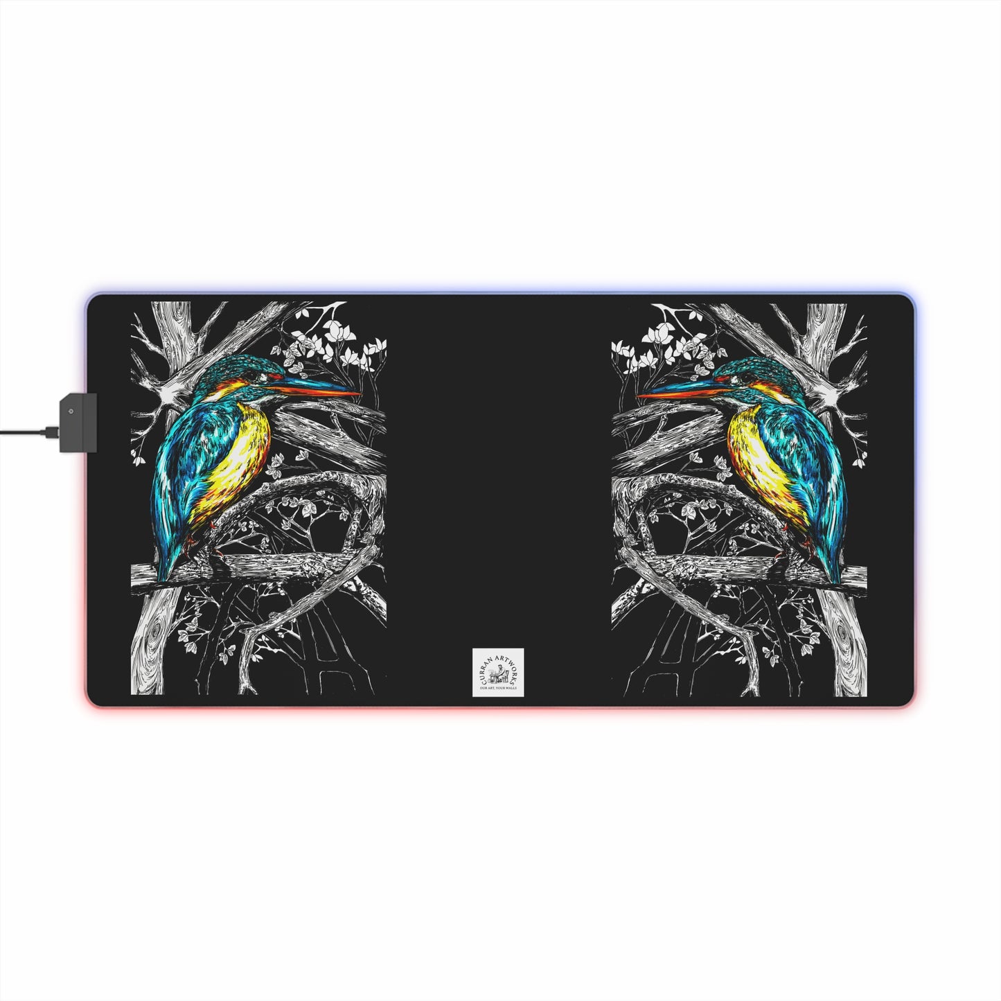 Kingfisher Bird Desk Mat LED Gaming Mouse Pad