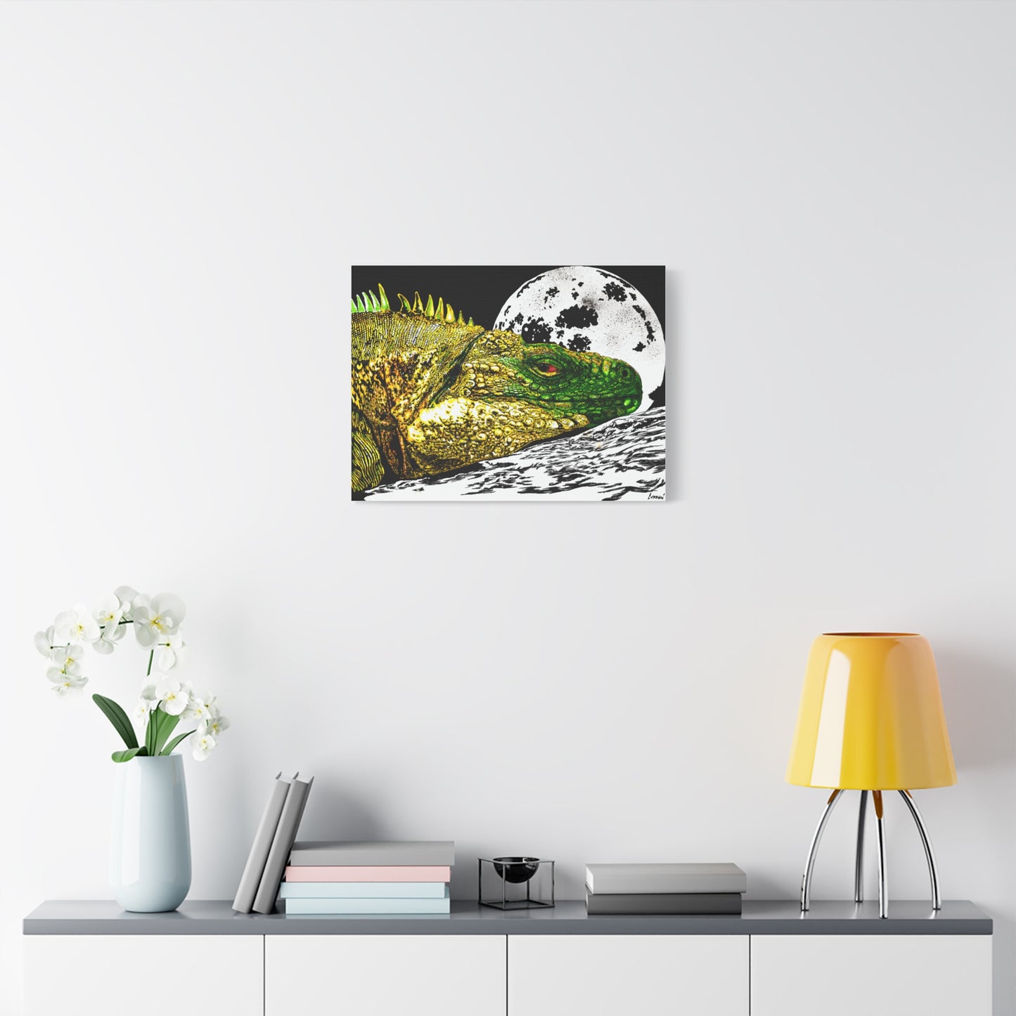 Reptile Art Print, Print of my Original hand drawn art printed on stretched canvas of a Reptile