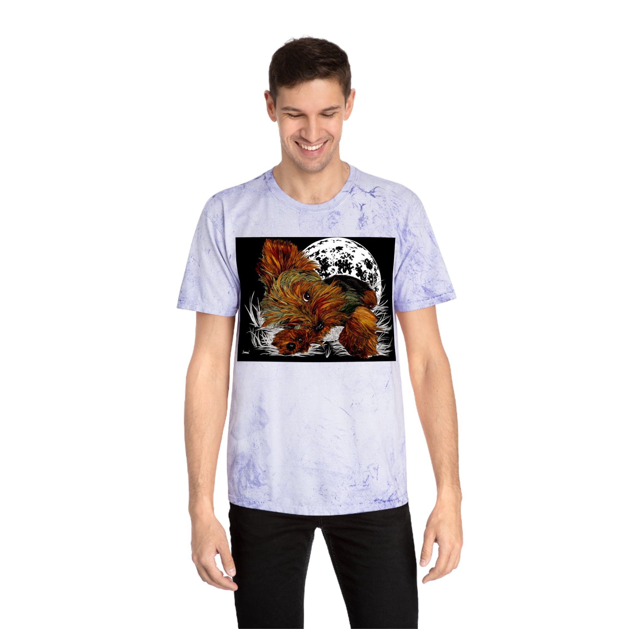 Colorful Puppy Moonlit Unisex T Shirt Perfect for Dog Lovers