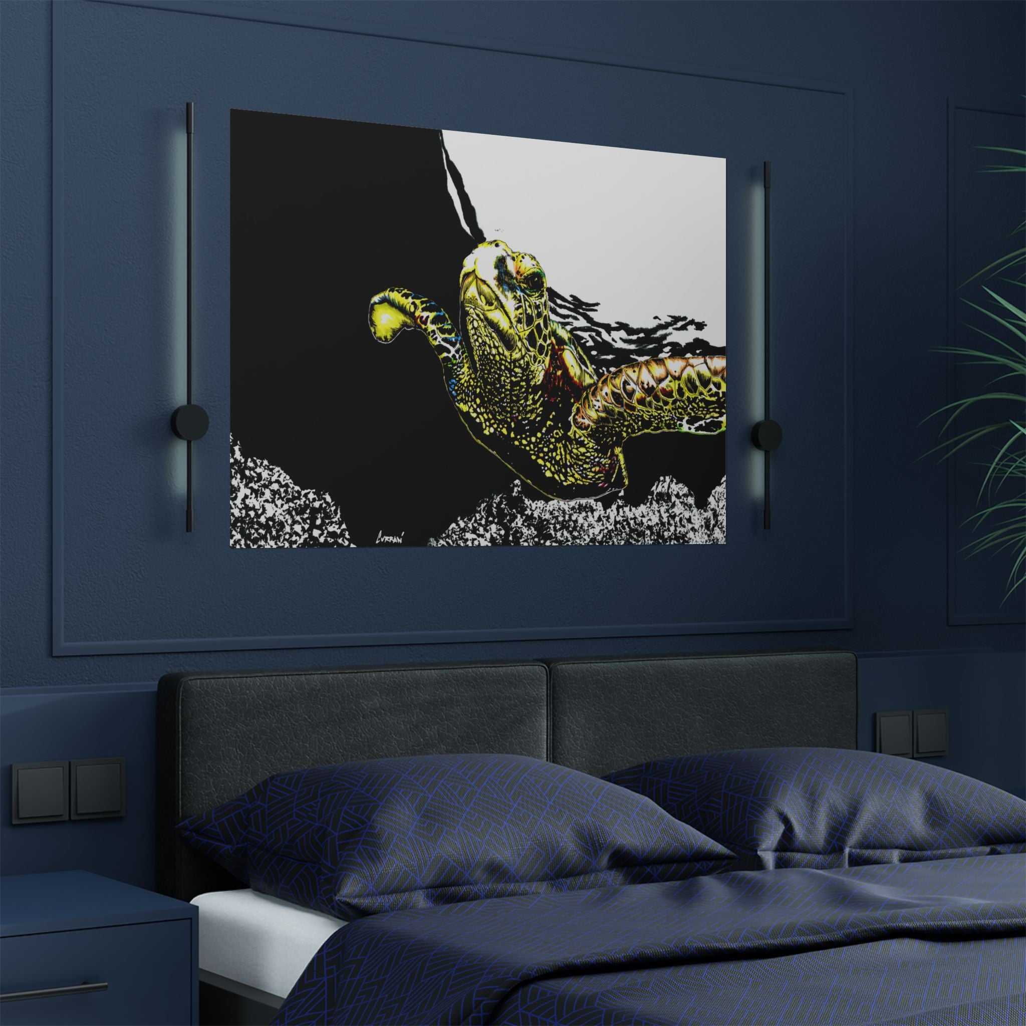 Transform your space with our stunning Sea Turtle Satin Poster, Vibrant Ocean Decor for Marine Life Enthusiasts for marine life into your home today!