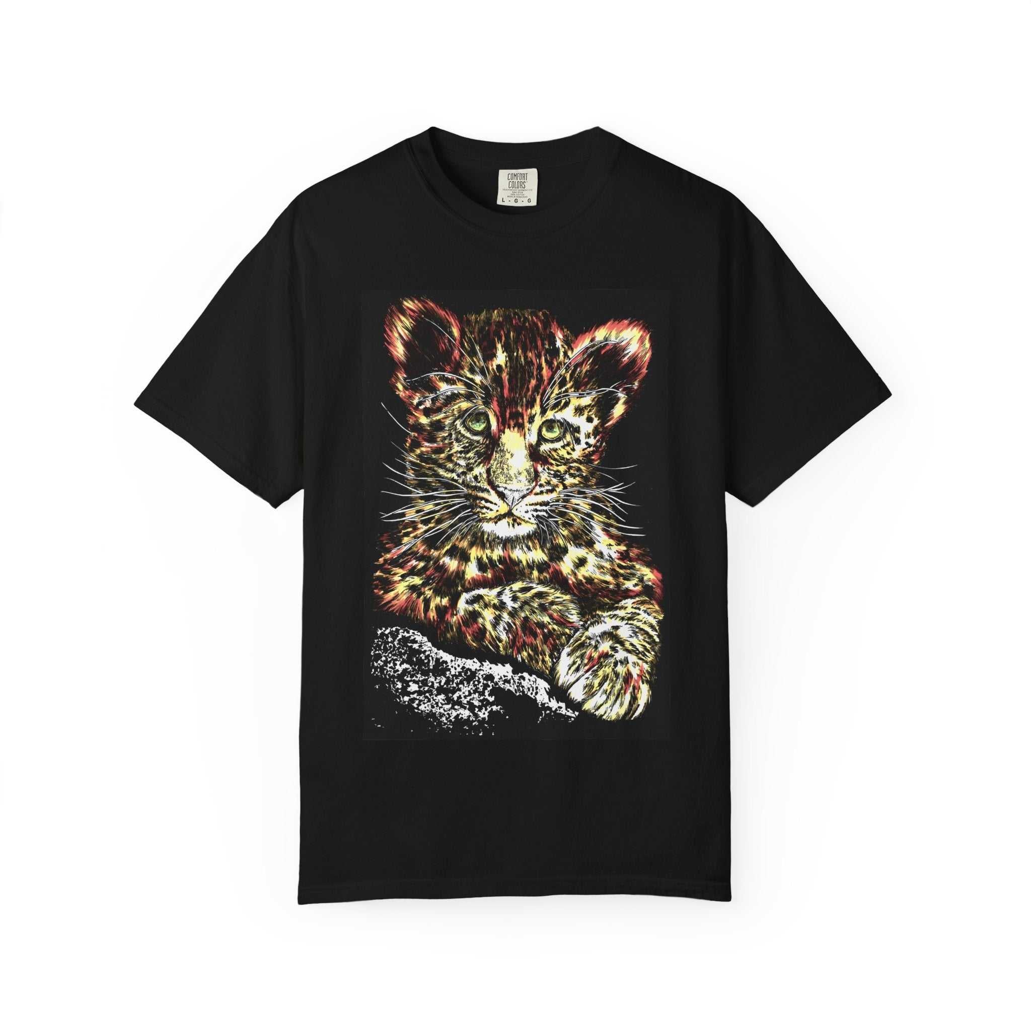 Turn heads with our wildlife Unisex Garment-Dyed T-shirt featuring Playful Leopard Cub. Perfect blend of style and comfort. Shop now!