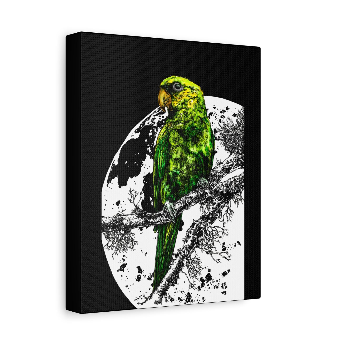 Green Parrot Wall Art Print - Matte Canvas, Stretched,