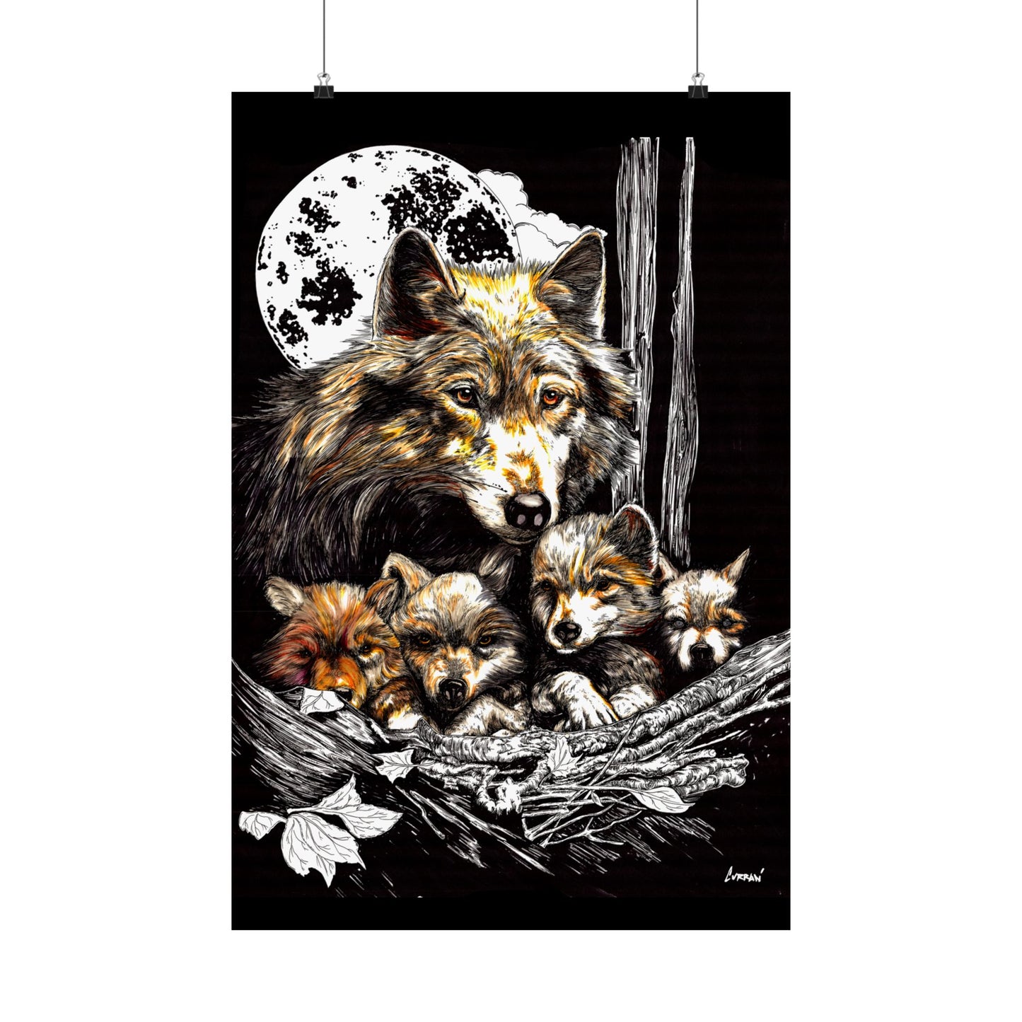 Wolf Family Satin Poster - Stunning Wildlife Artwork for Home Decor