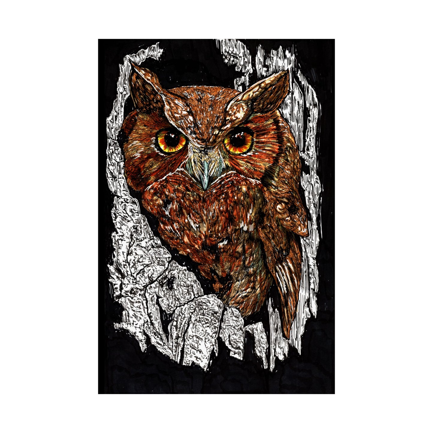 Majestic Owl Satin Poster | Home Décor Art Print | Nature Lover Gift