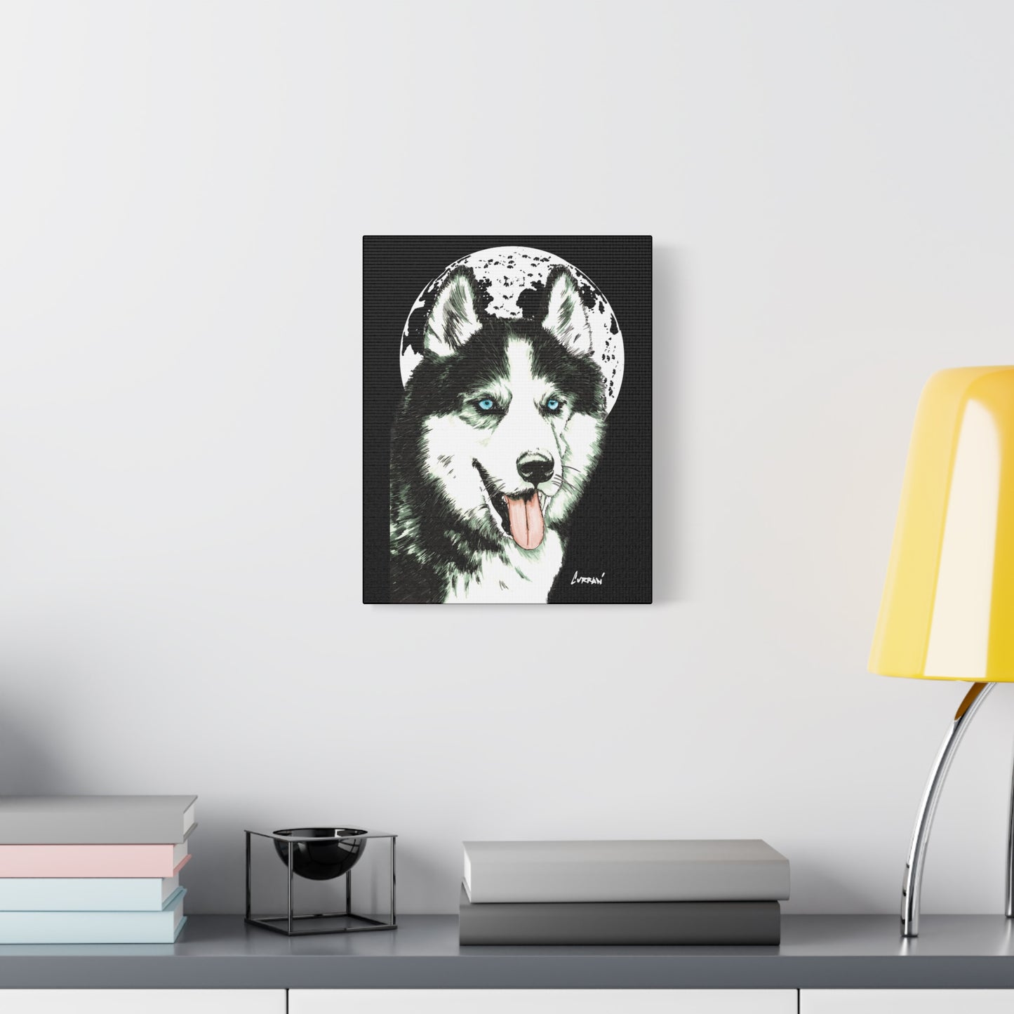 Siberian Husky Canvas Wall Art - Moonlit Dog Decor