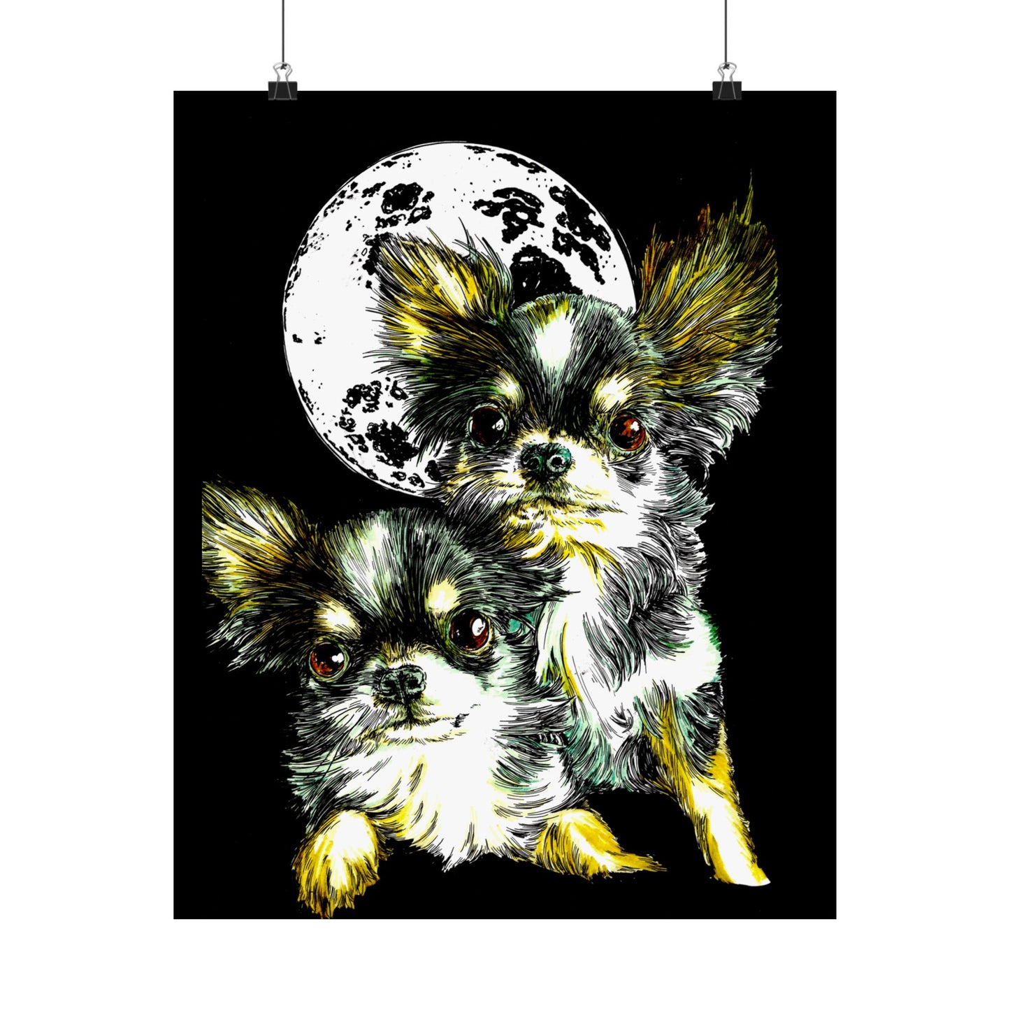 Chihuahua Moonlight Satin Poster - 300gsm Pet Art Decor