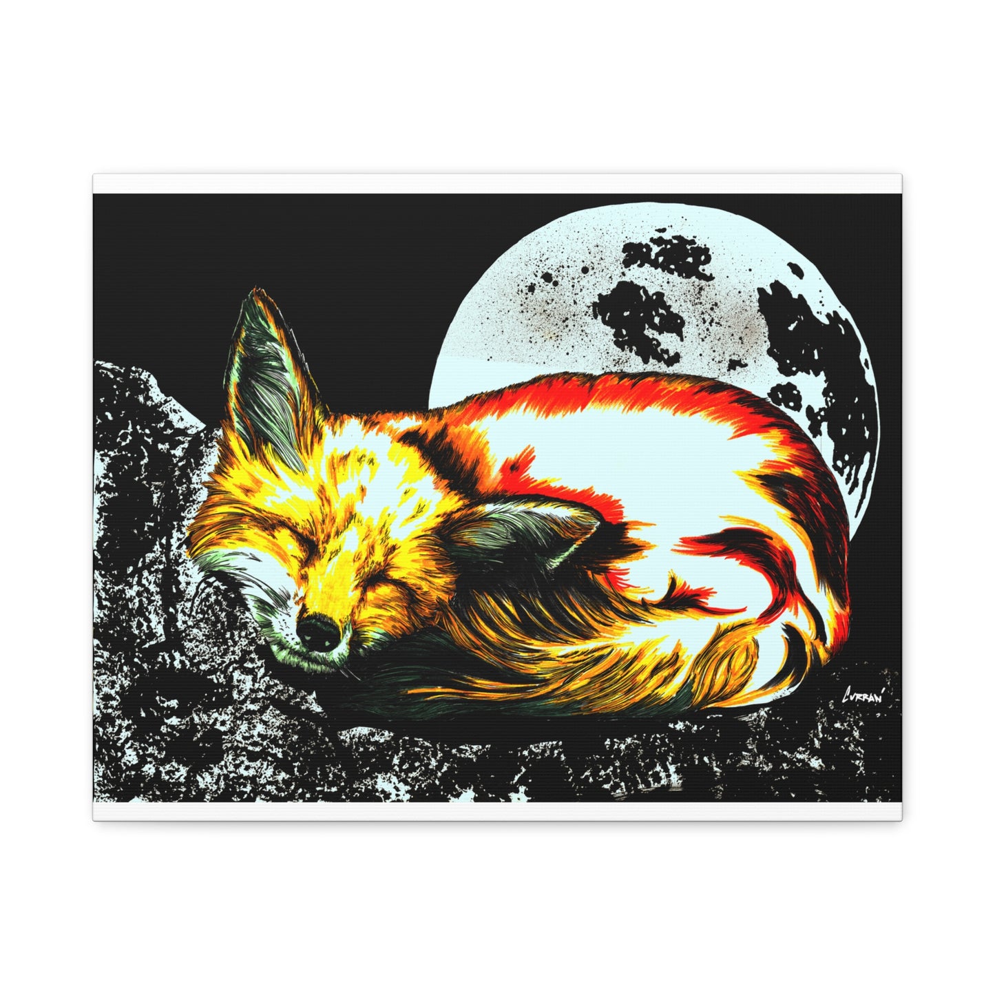 Red Fox Art Print of my Original hand drawn art printed on stretched canvas of a Red Fox