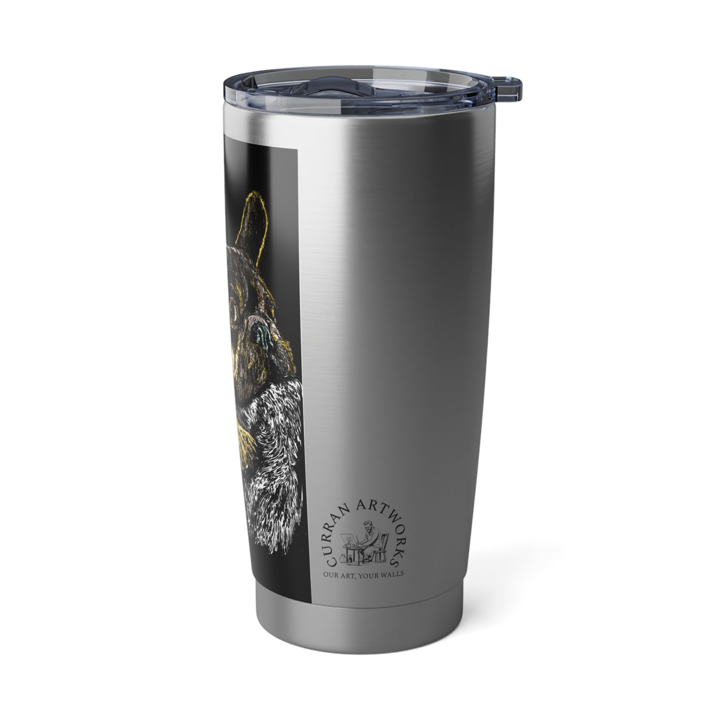 French Bulldog Travel Mug, Vagabond Tumbler, Hand Drawn Art