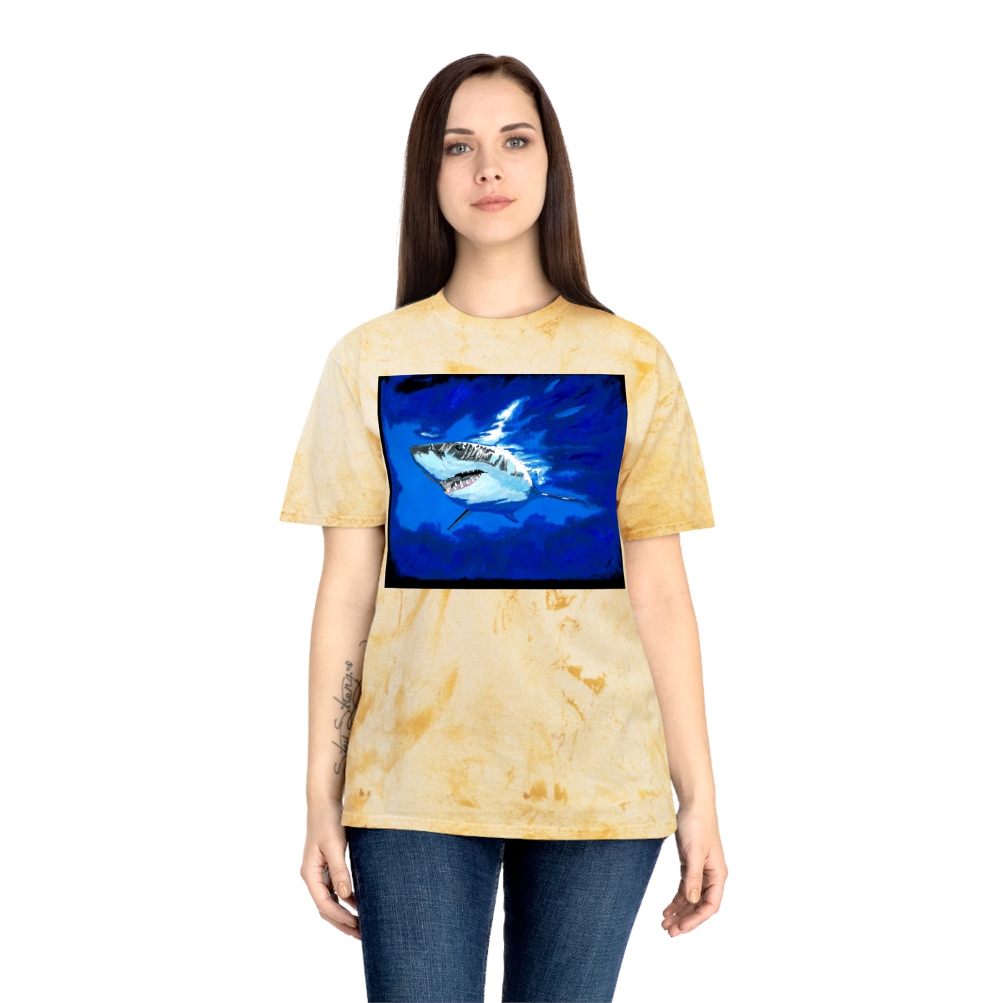 Great White Shark T Shirt Original Hand Painted Art