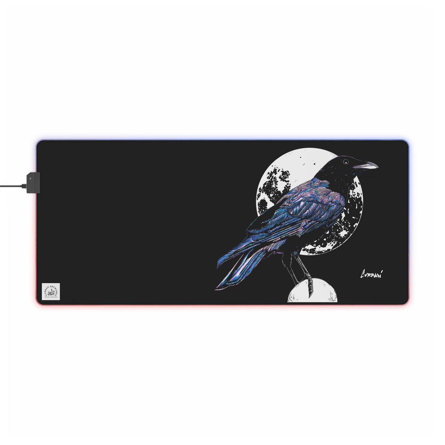 Illuminated Crow Gaming Mouse Pad - Perfect for Gamers