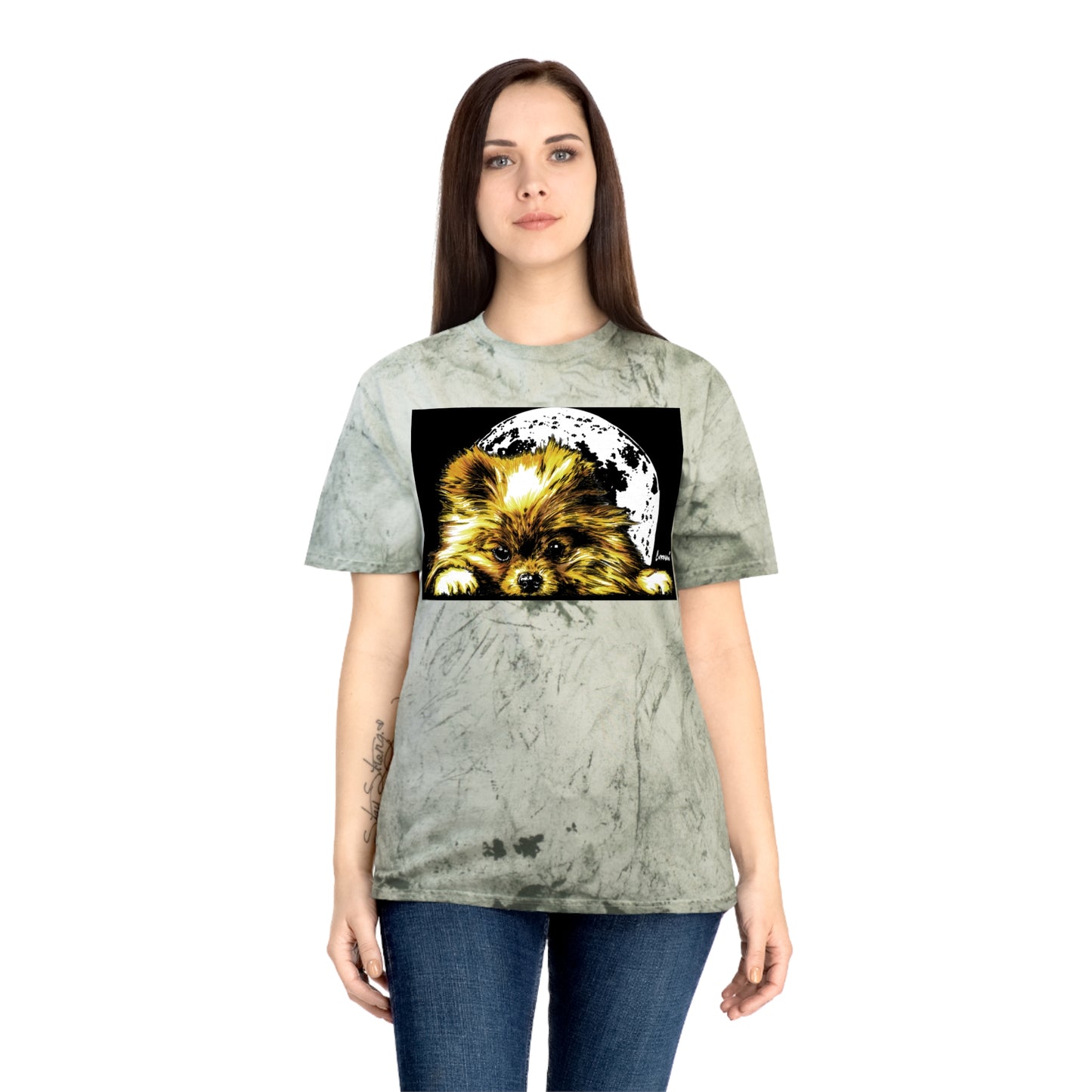 Color Blast T-Shirt with Dog Design - Unisex Moonlit Pet Tee