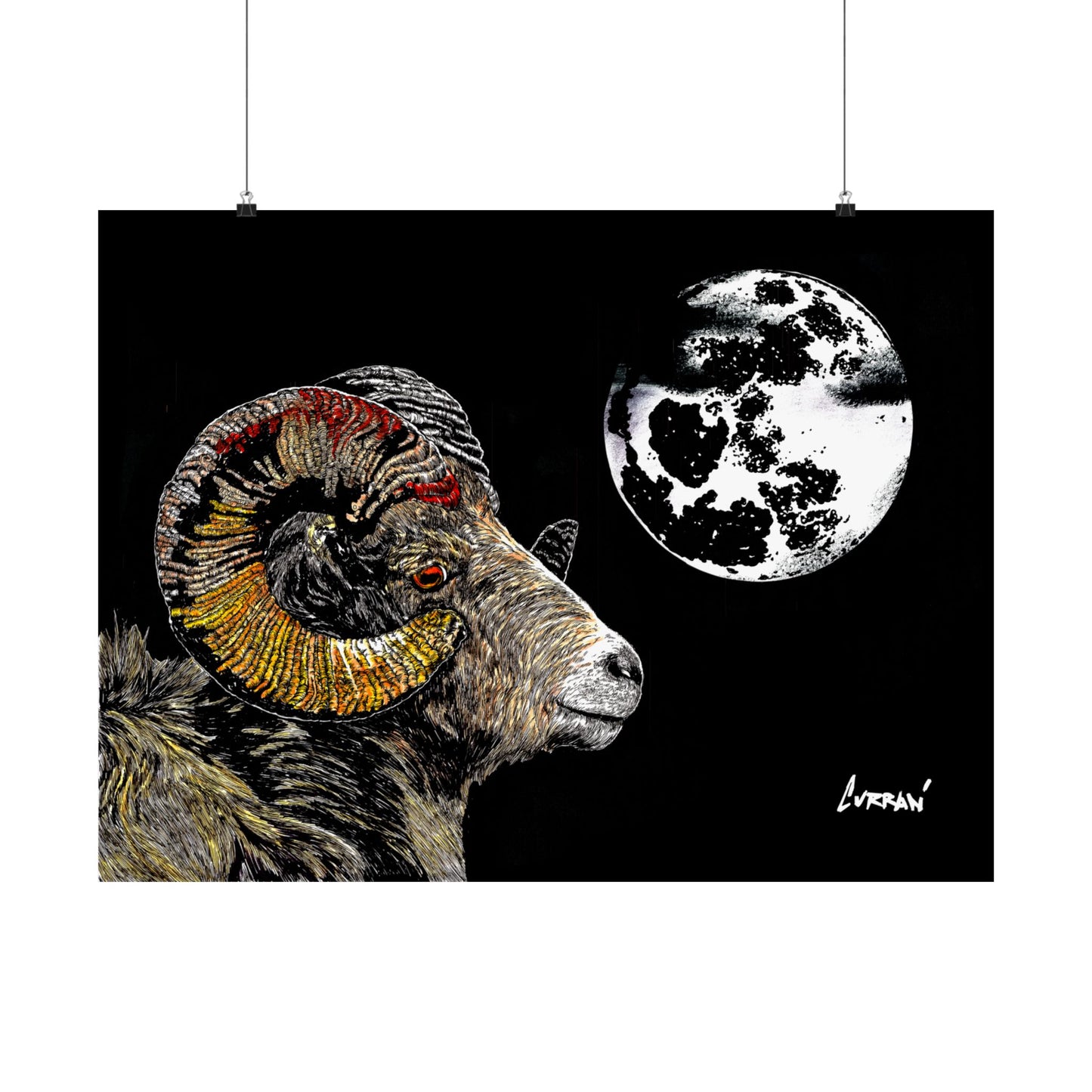 Mountain Ram Satin Poster - 300gsm Art Print for Home Decor