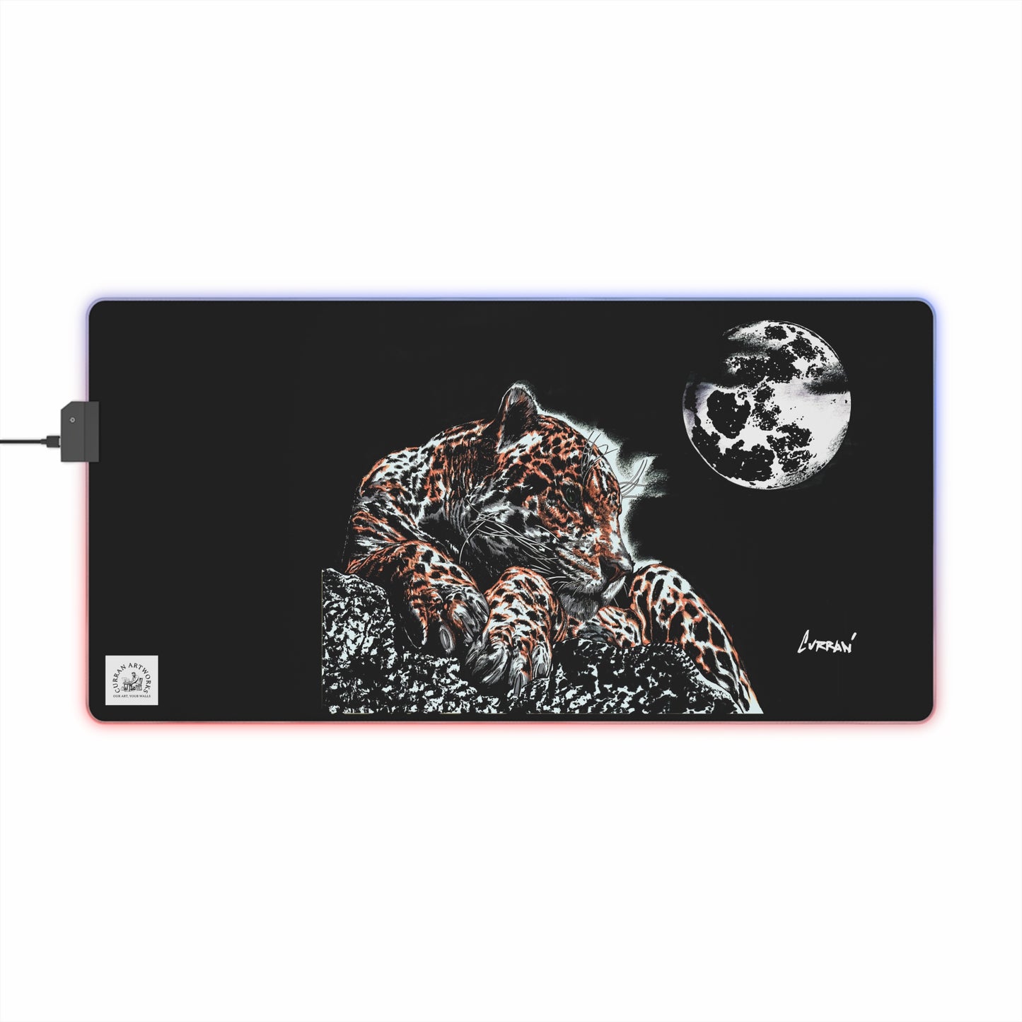 LED Gaming Mouse Pad with Leopard Design - RGB Backlit Gaming Accessory