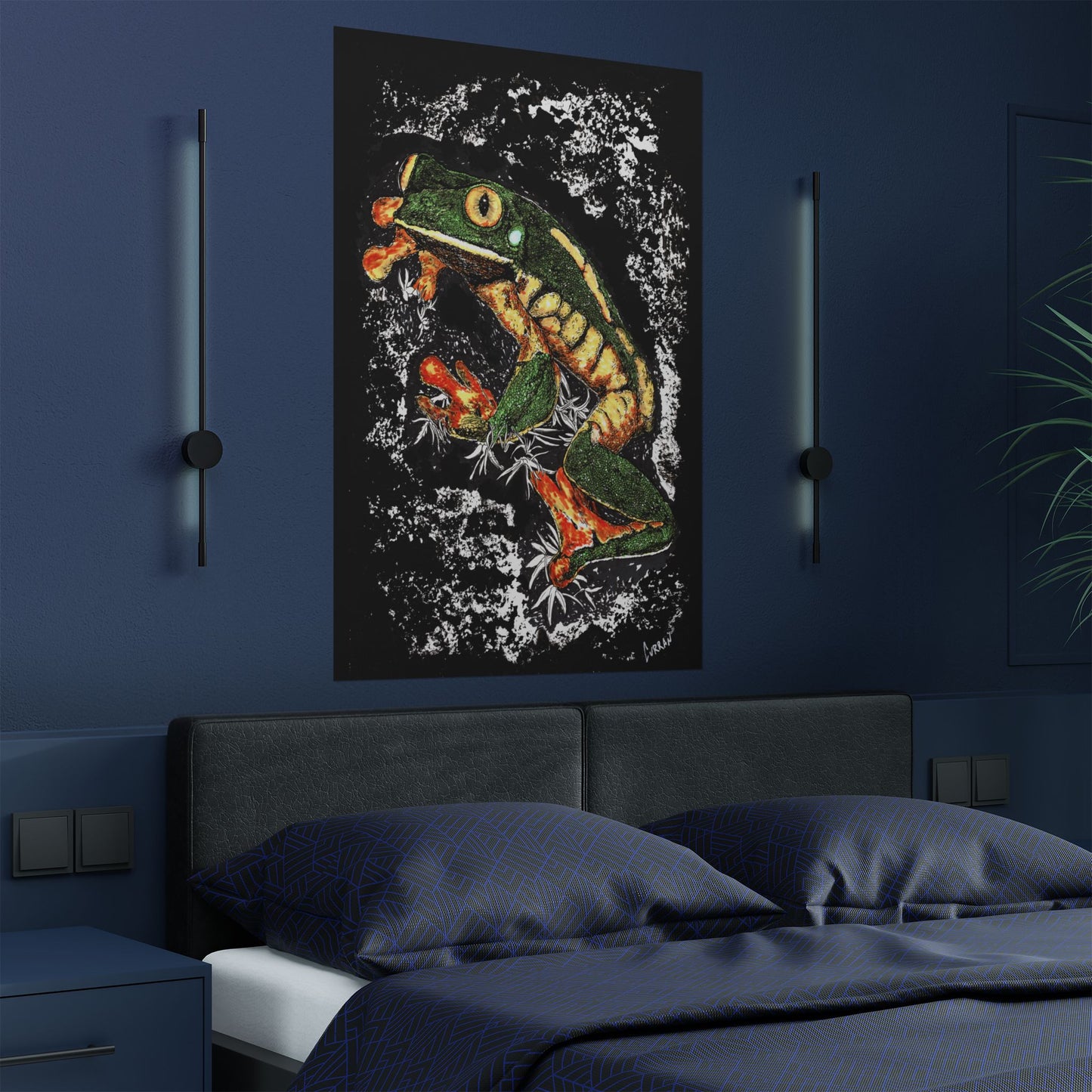 Vibrant Frog Satin Poster - 300gsm Art Print for Nature Lovers