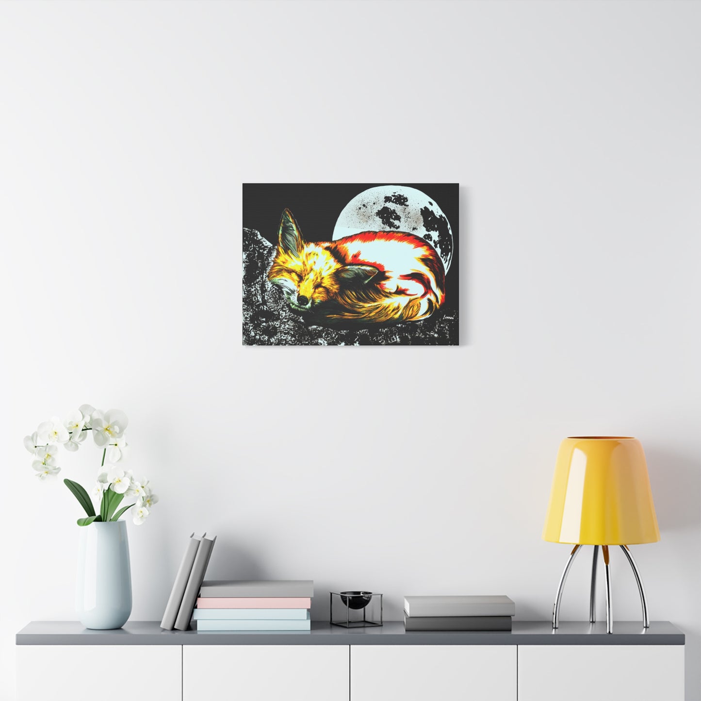 Red Fox Art Print of my Original hand drawn art printed on stretched canvas of a Red Fox
