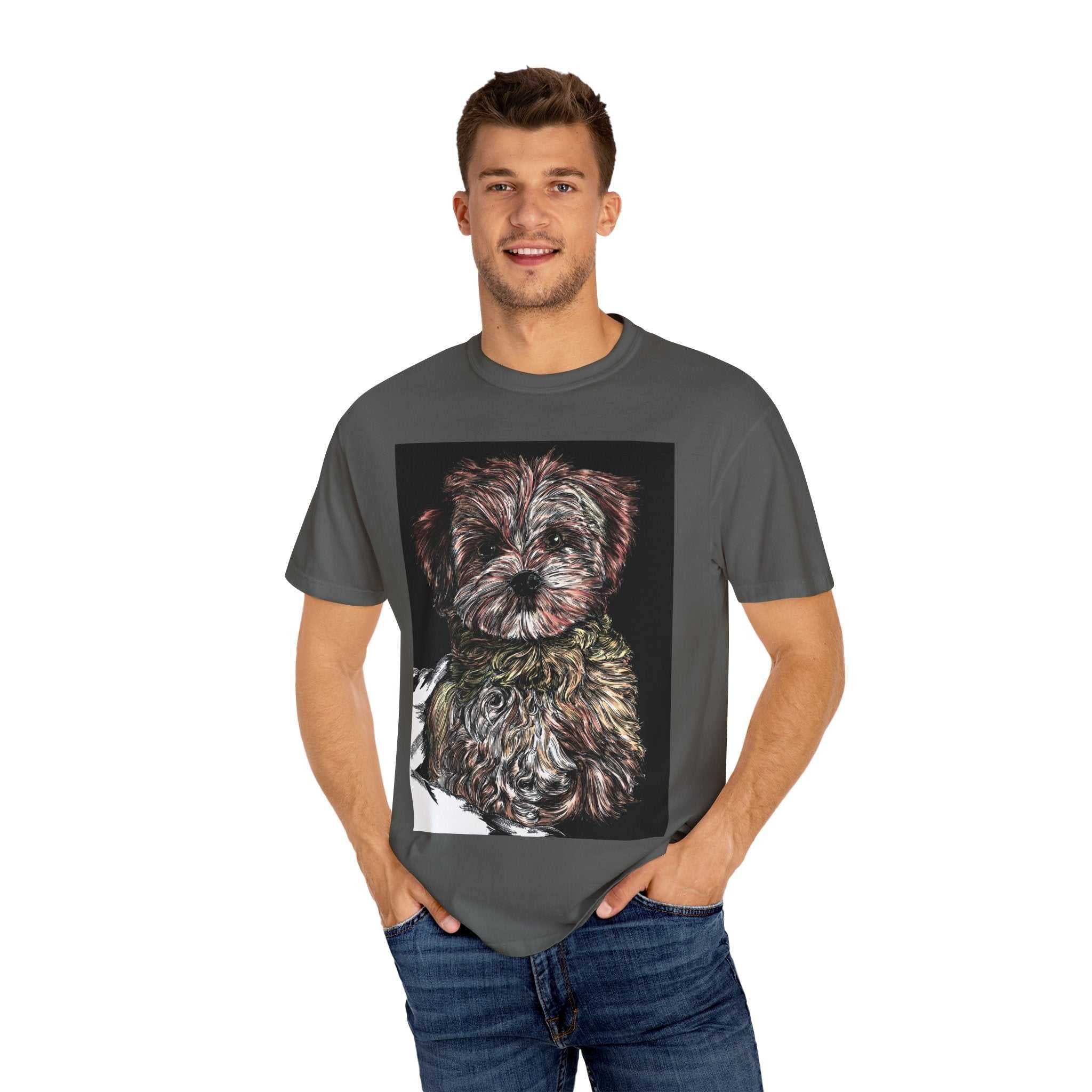 Elevate your style with our Puppy Art Unisex Garment-Dyed T-Shirt – Original Hand-Drawn design. Stand out from the crowd in this unique tee!