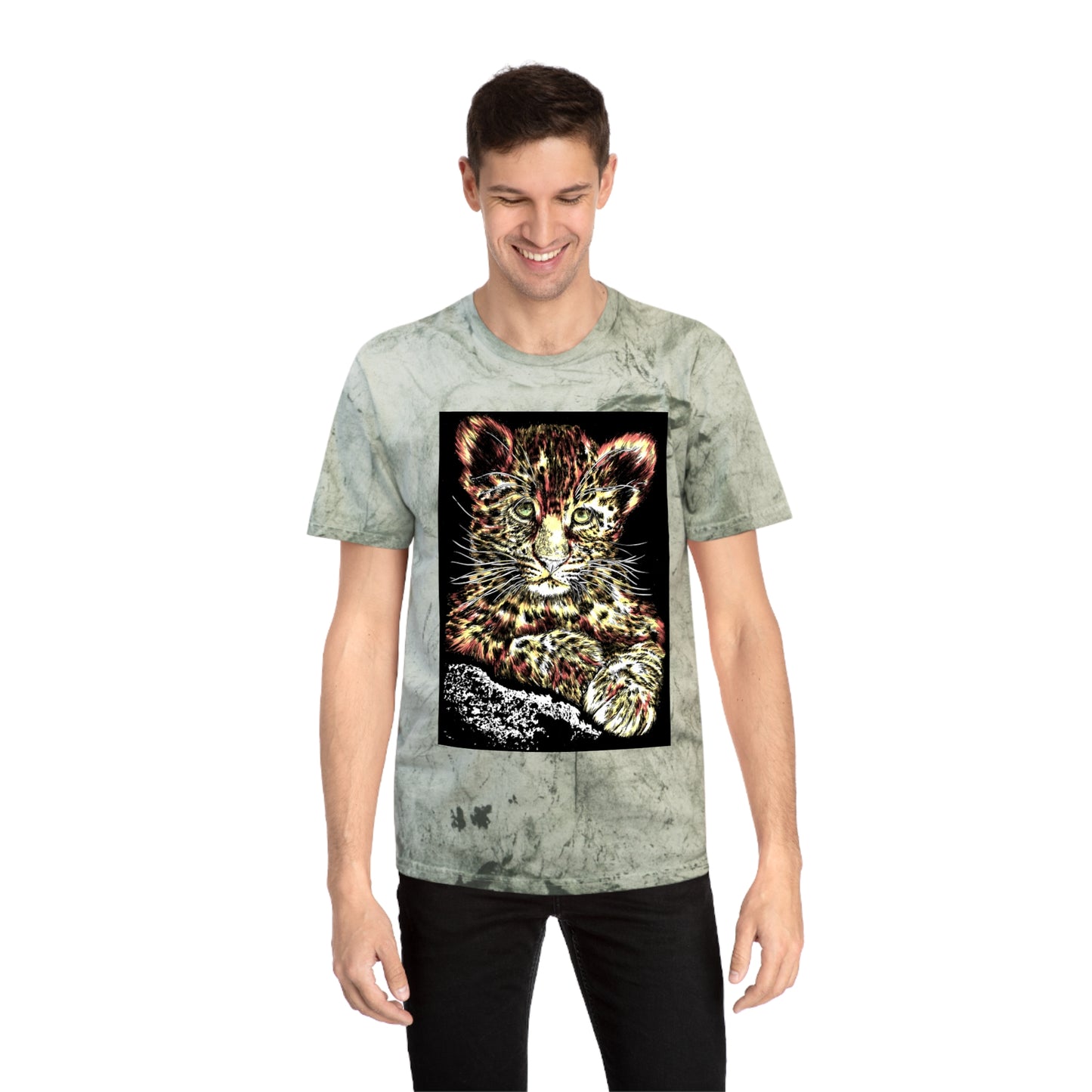 Majestic Leopard Color Blast T Shirt Original Hand Drawn Art