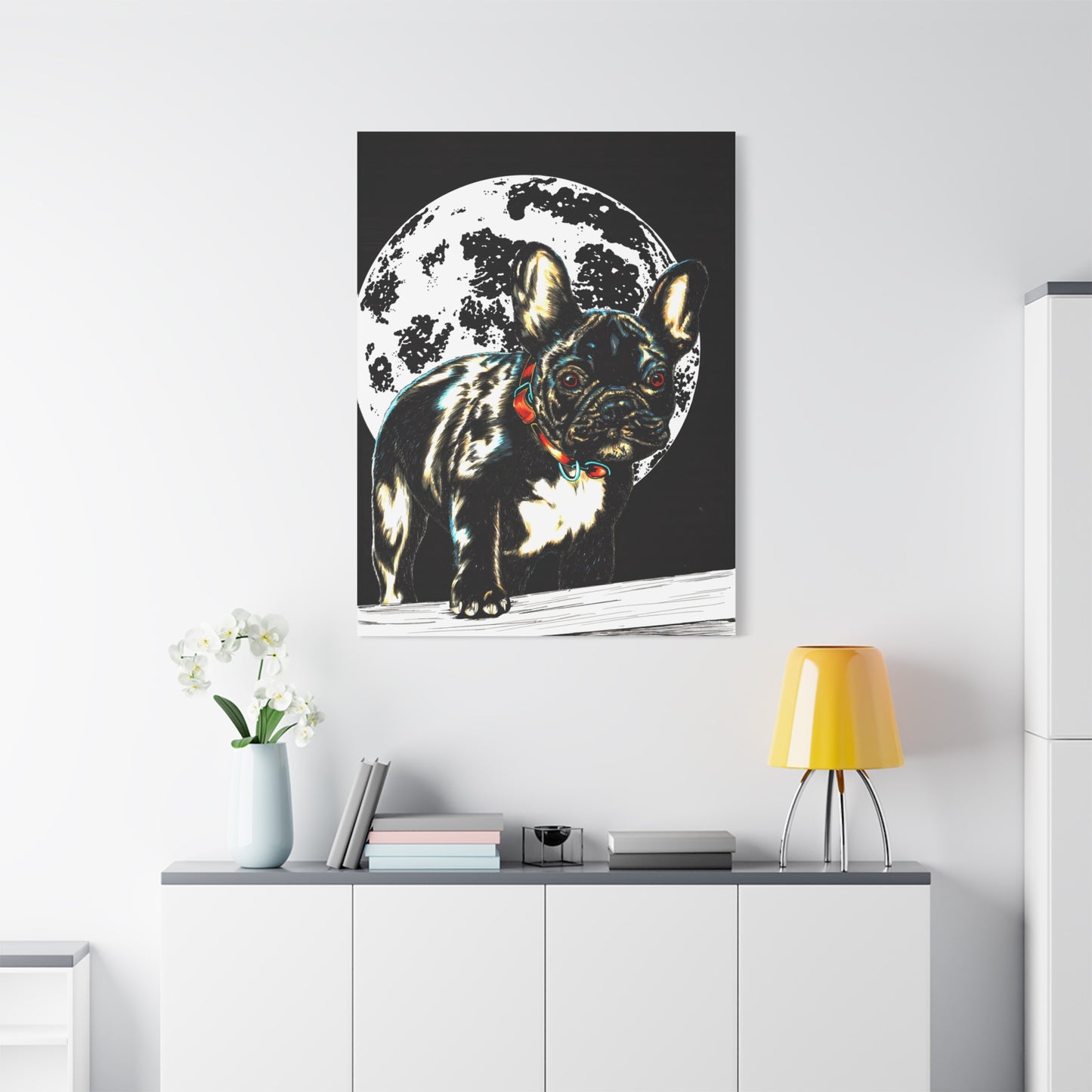 French Bulldog Moonlight Canvas Wall Art Print
