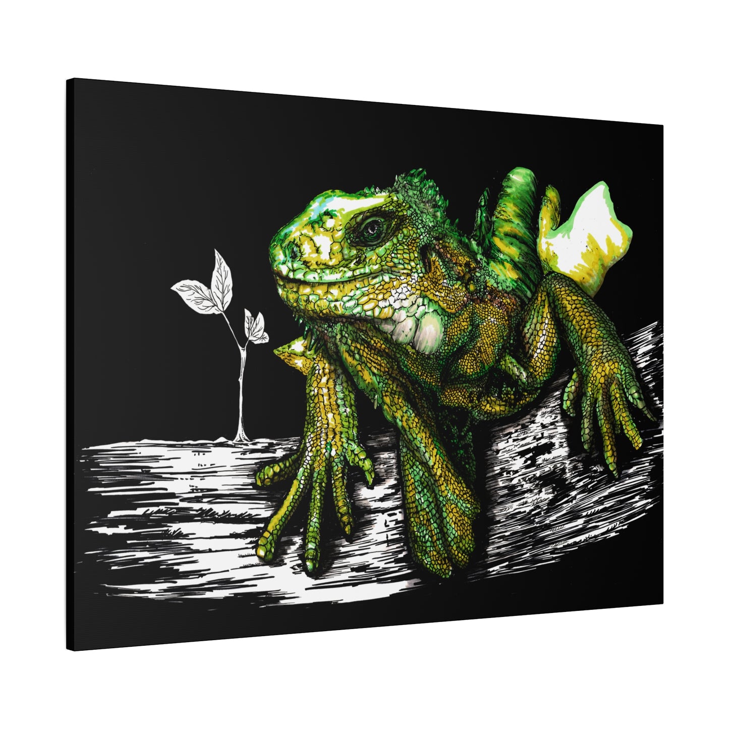 Iguana Print, Hand-Drawn Reptile Art, Lizard Wall Decor