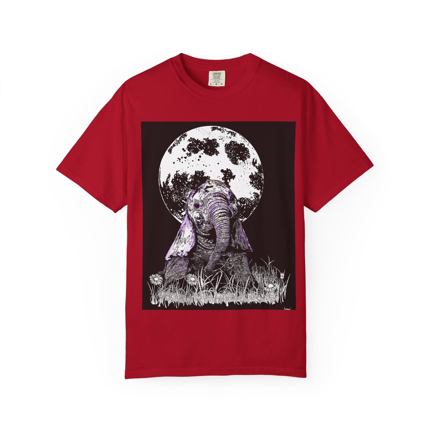 Moonlit Baby Elephant Unisex T-shirt | Eco-Friendly Garment-Dyed Tee
