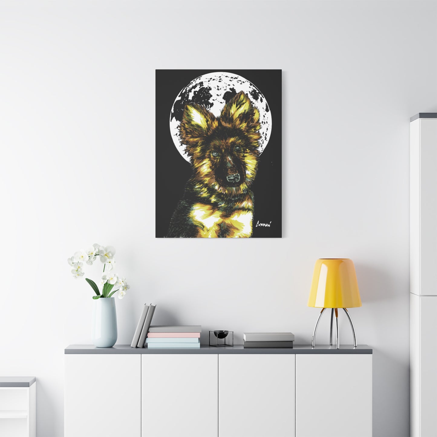 German Shepherd Puppy Print, Hand-Drawn Dog Art,