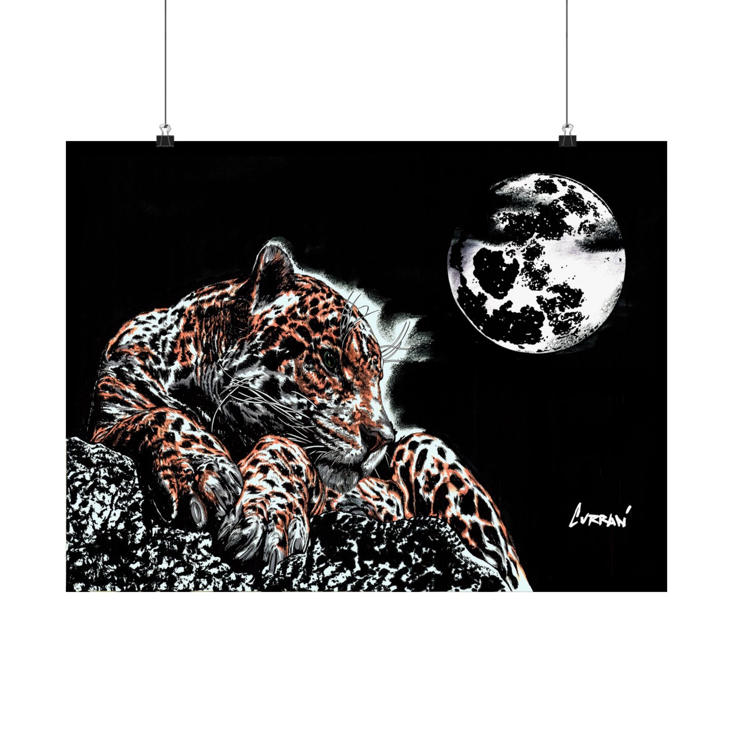 Majestic Leopard Satin Poster (300gsm) - Moonlit Wildlife Art