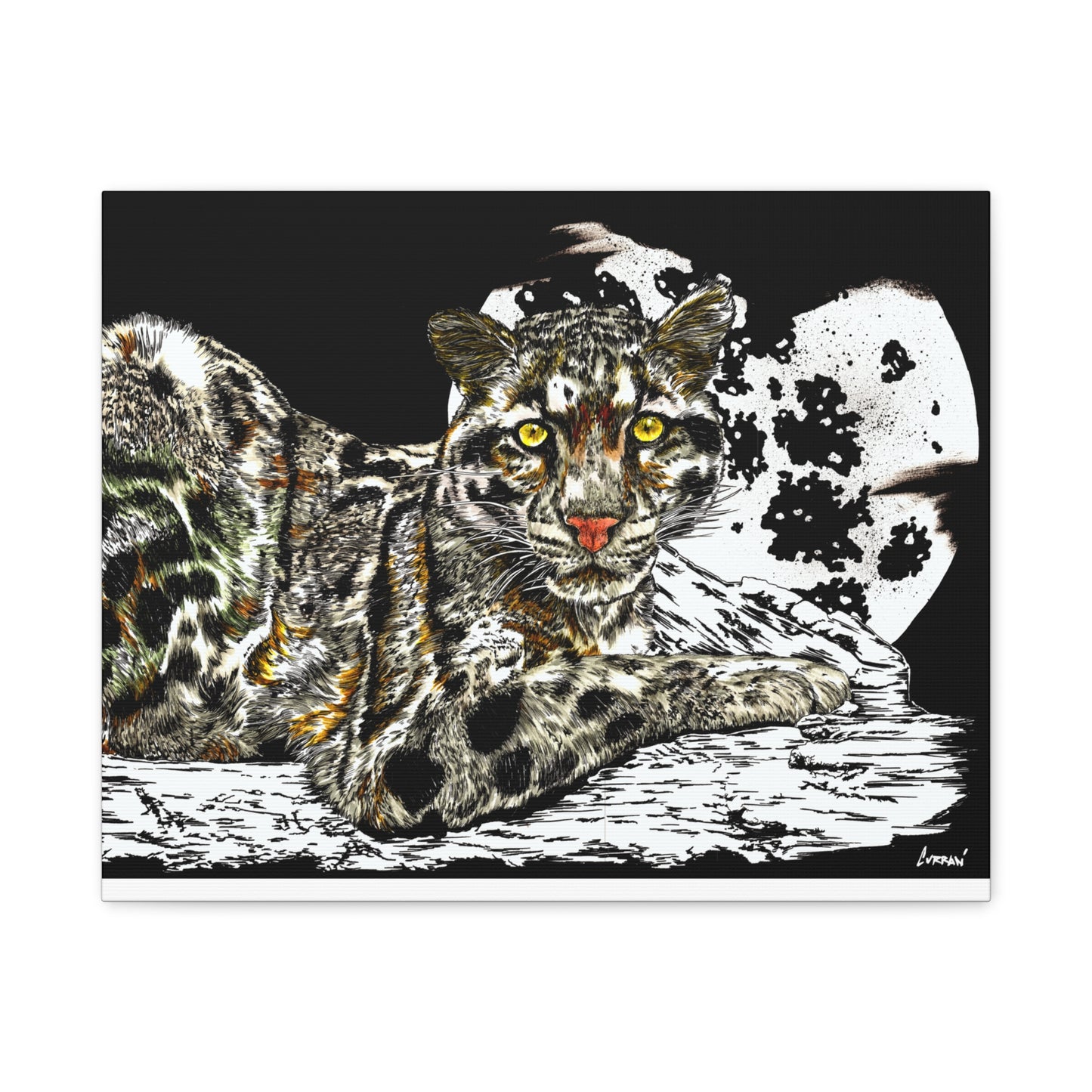 Leopard Canvas Art – Original Hand-Drawn Realistic and Detailed Big Cat Illustration printed on Matte Canvas, Stretched, 1.25"