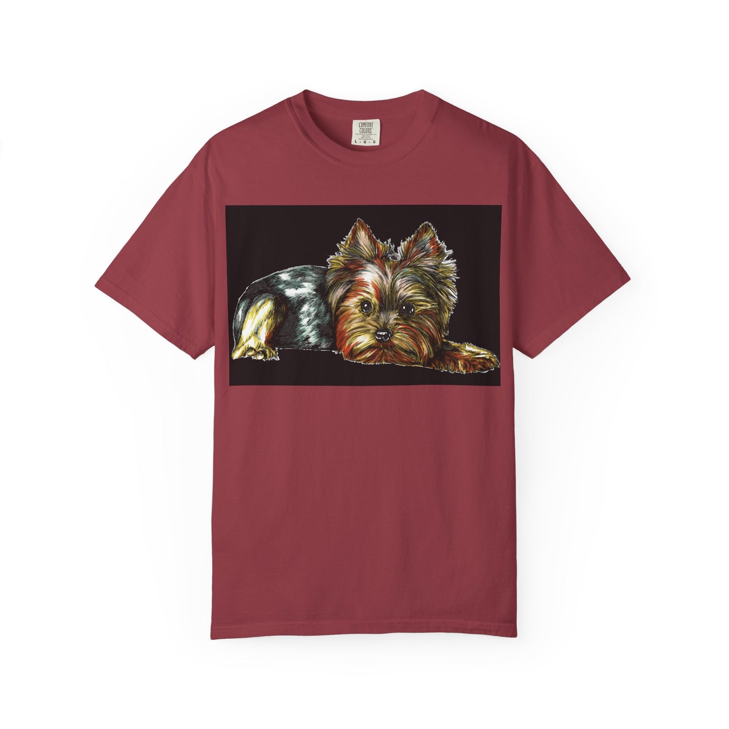 Yorkie Terrier Unisex Garment-Dyed T-Shirt – Original Hand-Drawn Art