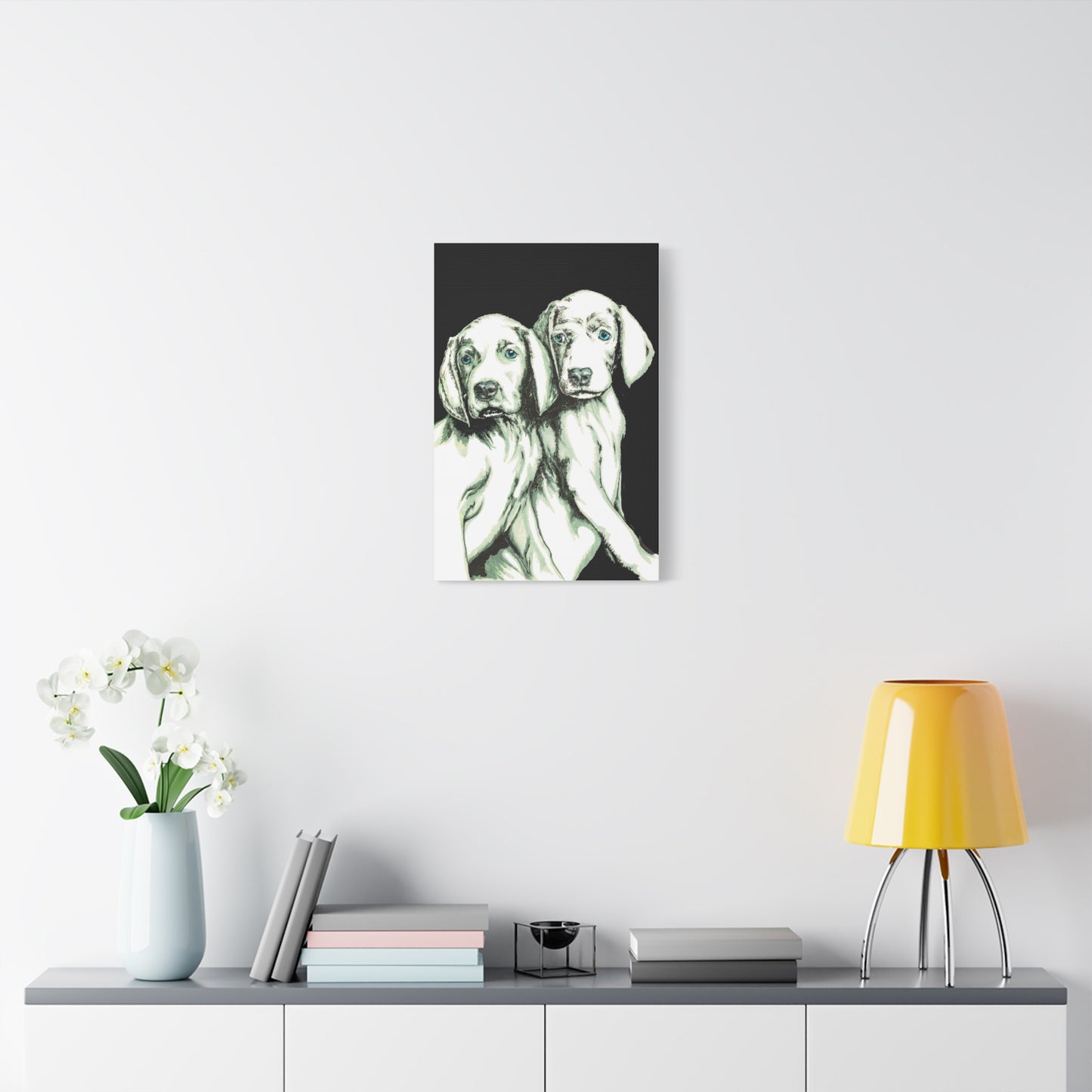 Two Puppies Art Canvas Print - Stretched Wall Decor