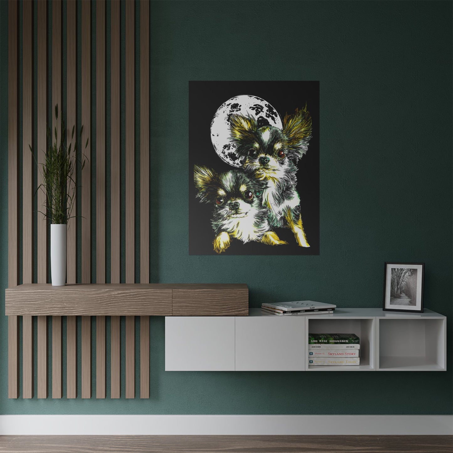 Chihuahua Moonlight Satin Poster - 300gsm Pet Art Decor
