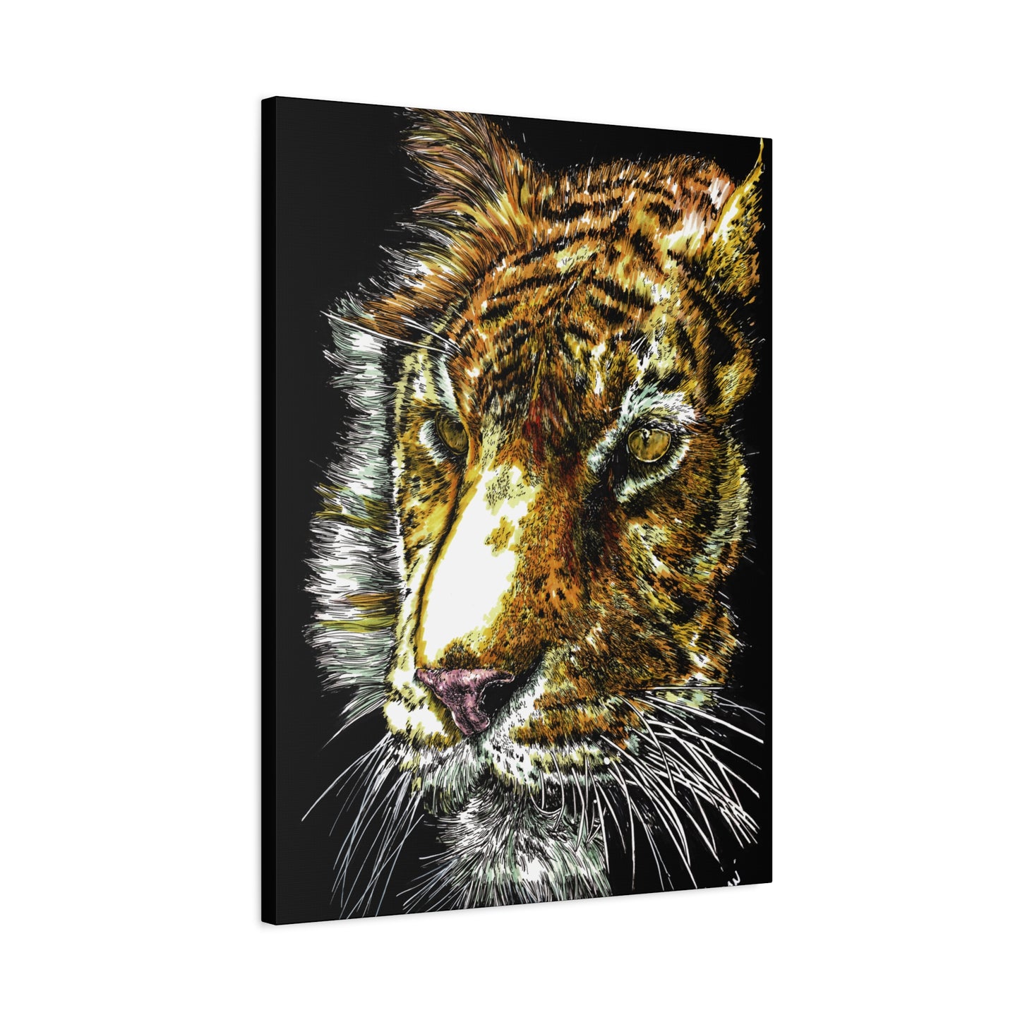 Tiger Wall Art Canvas Print of the Original, hand drawn wall art of a Tiger