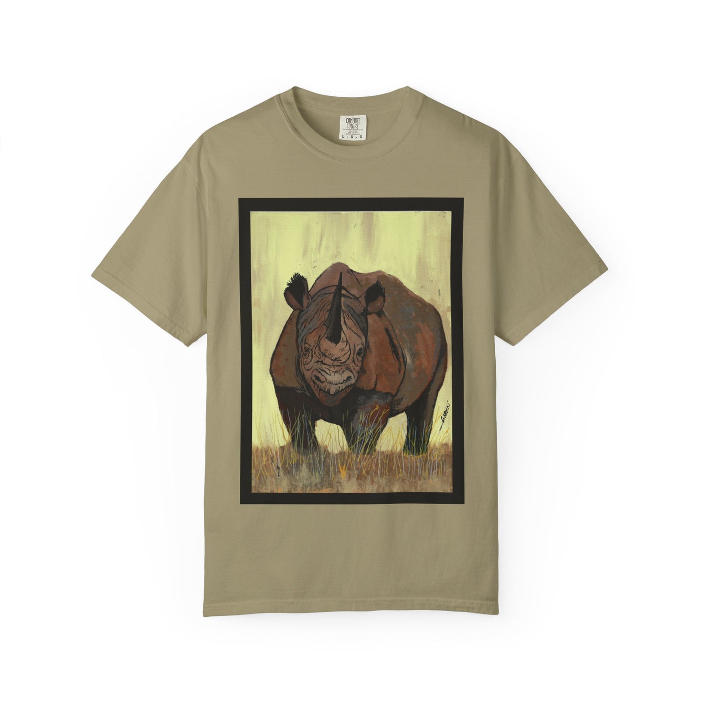 Wildlife Rhinos Unisex Garment-Dyed T-Shirt - Eco-Friendly Nature Art